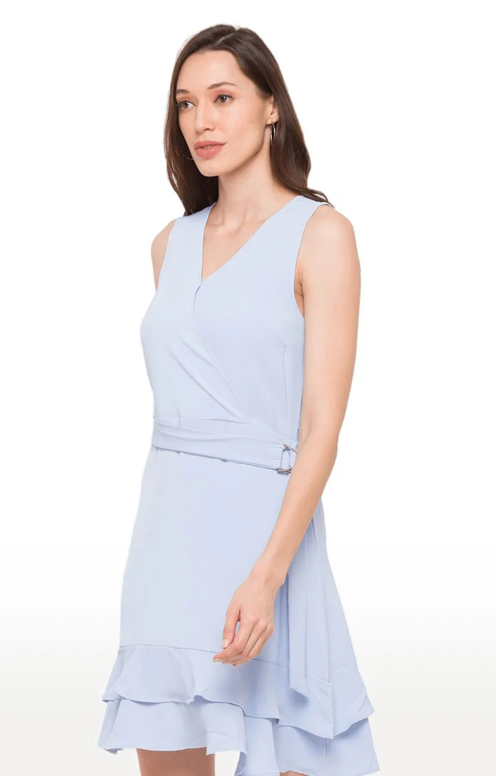 Women Blue Solid Dress - Image 2