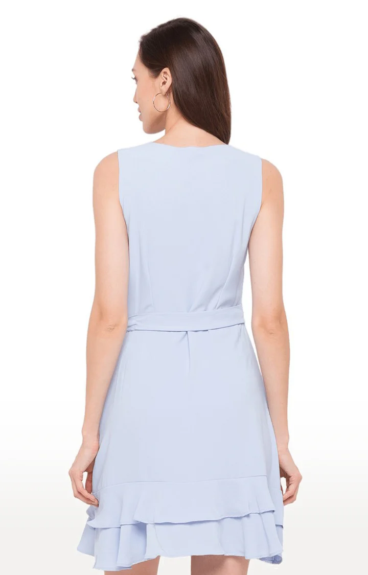 Women Blue Solid Dress - Image 4