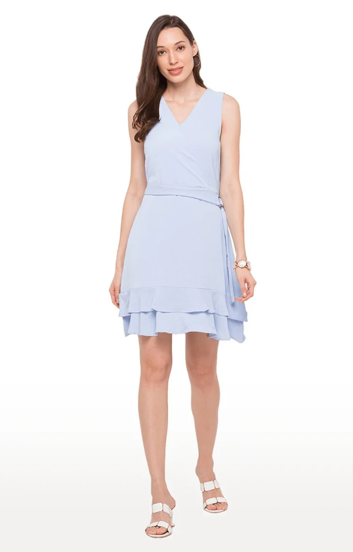 Women Blue Solid Dress - Image 6
