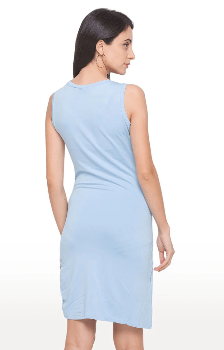 Women Blue Ruched Dress - Image 4