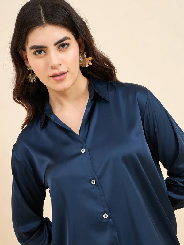 Women Blue Solid Odor Free Formal Shirt - Image 5