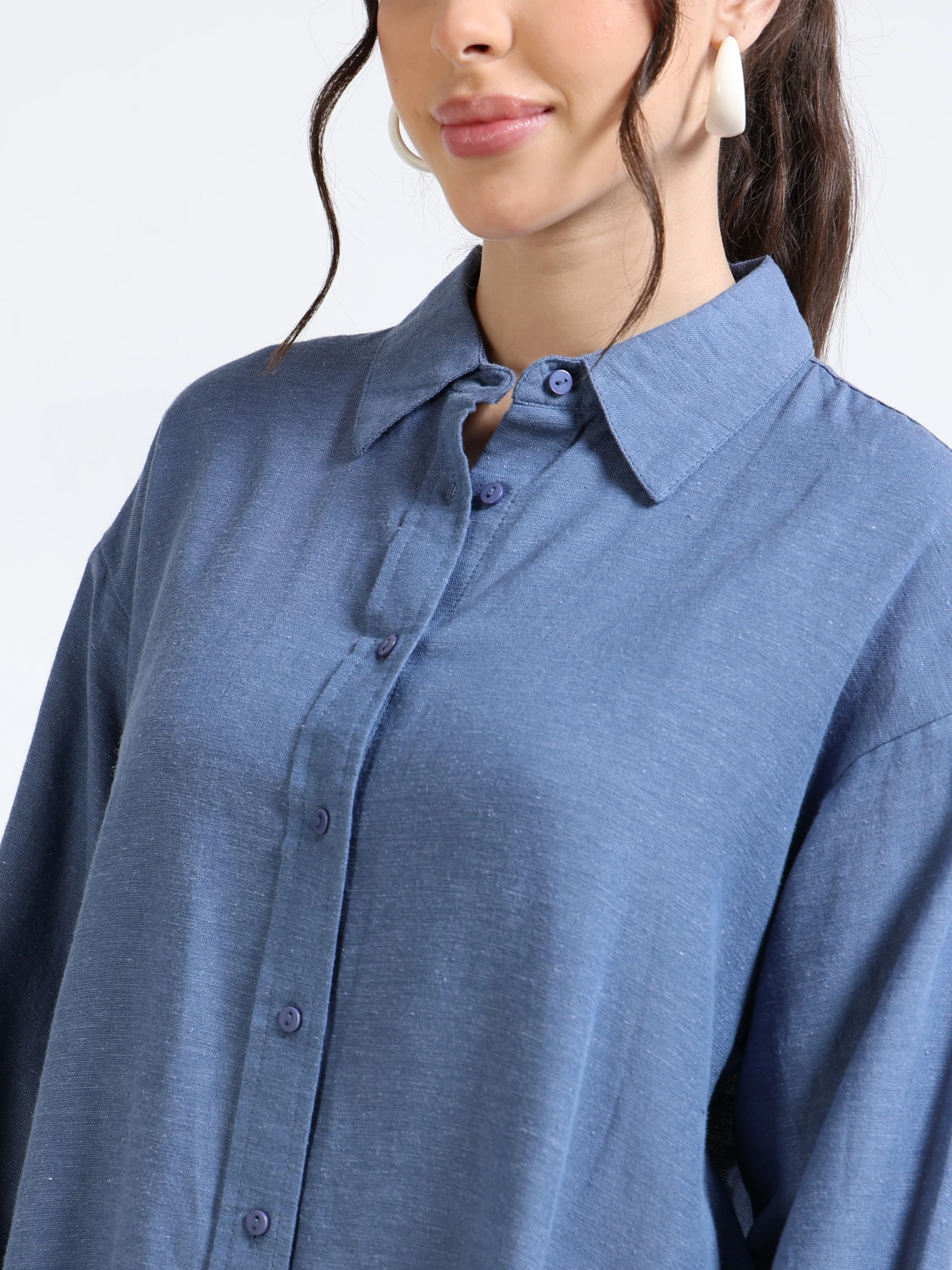 Women Navy Oversized Shirt - Image 4