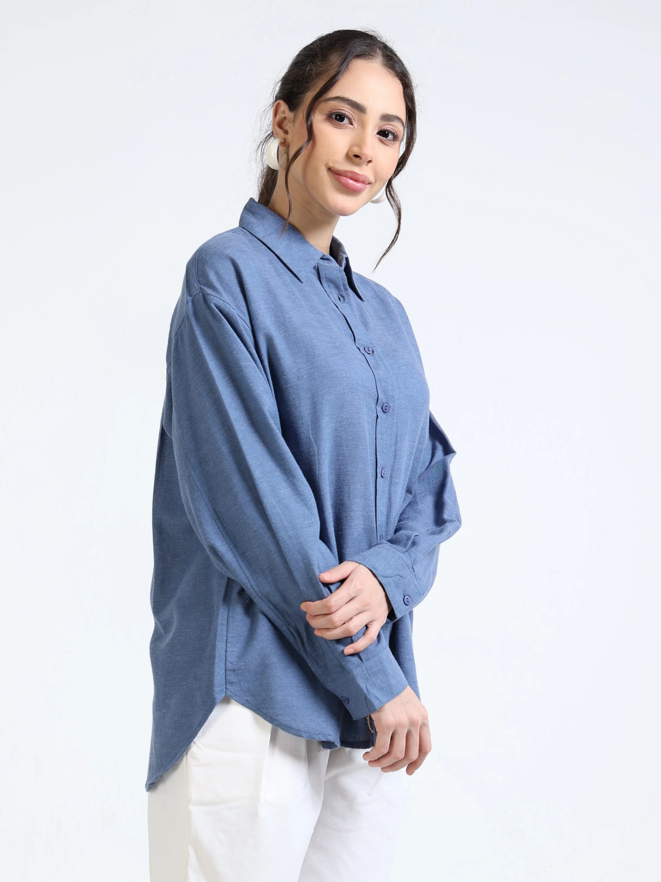Women Navy Oversized Shirt - Image 5