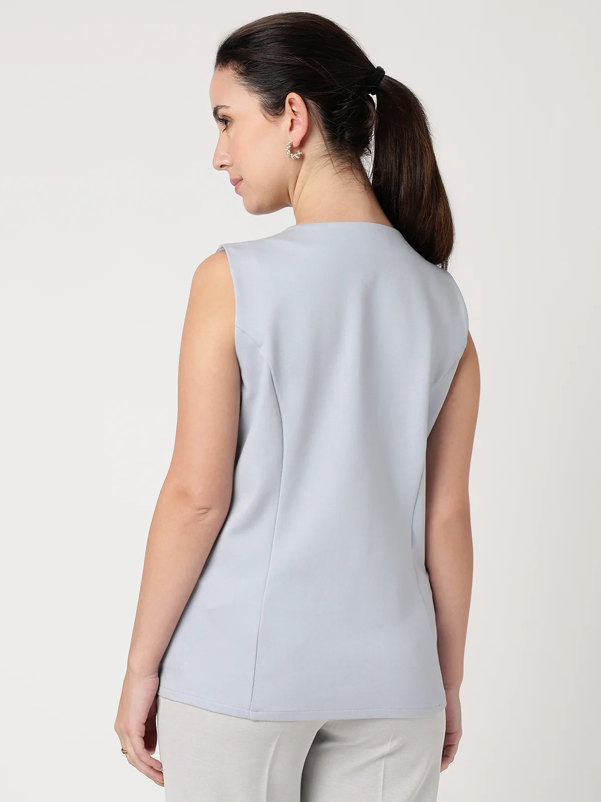 Women Blue Solid Waistcoat - Image 2