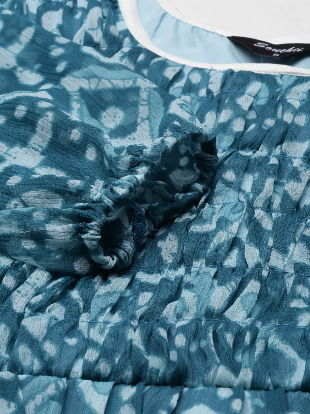 Women Blue Floral Chiffon Dress - Image 12