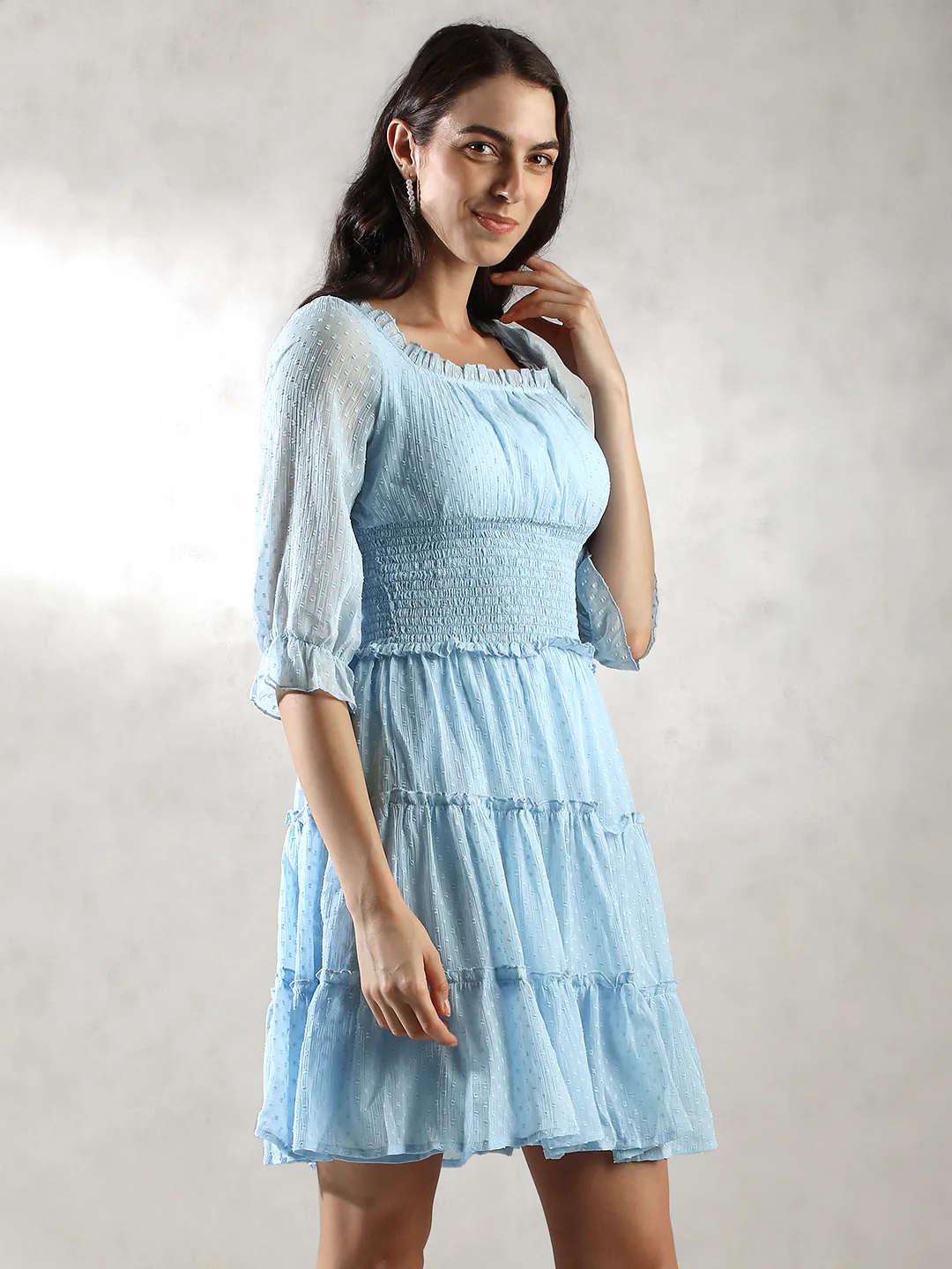 Women Blue Brunch Ready Dress - Image 4