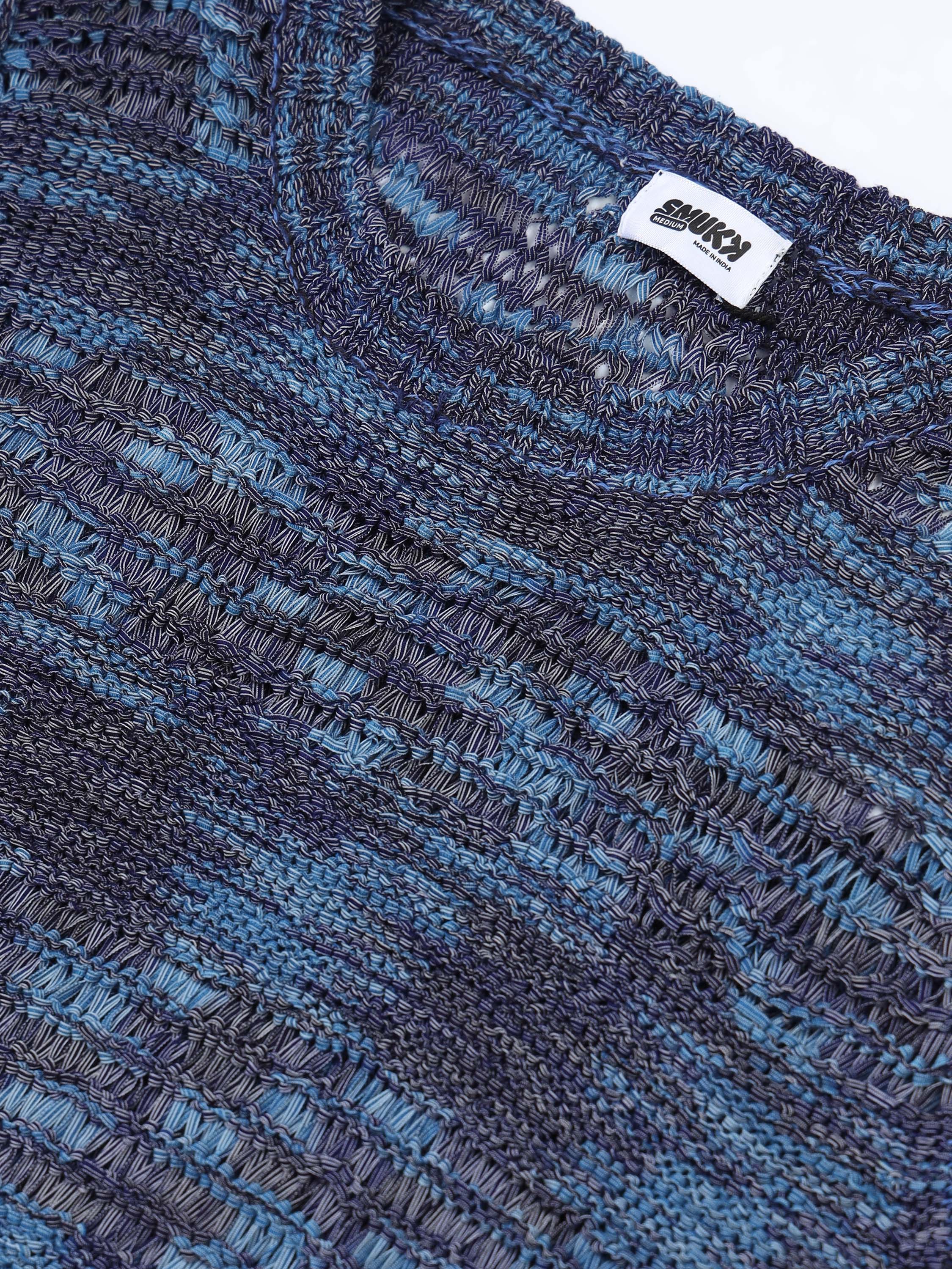 Women Blue Textured Sweater - Image 5