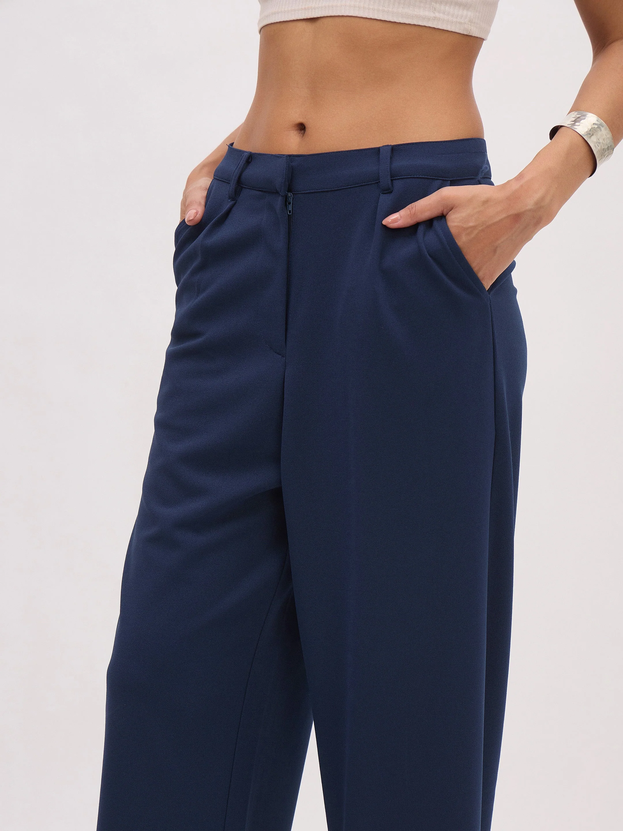 Women Blue Top With Cross Pocket Pants - Image 5
