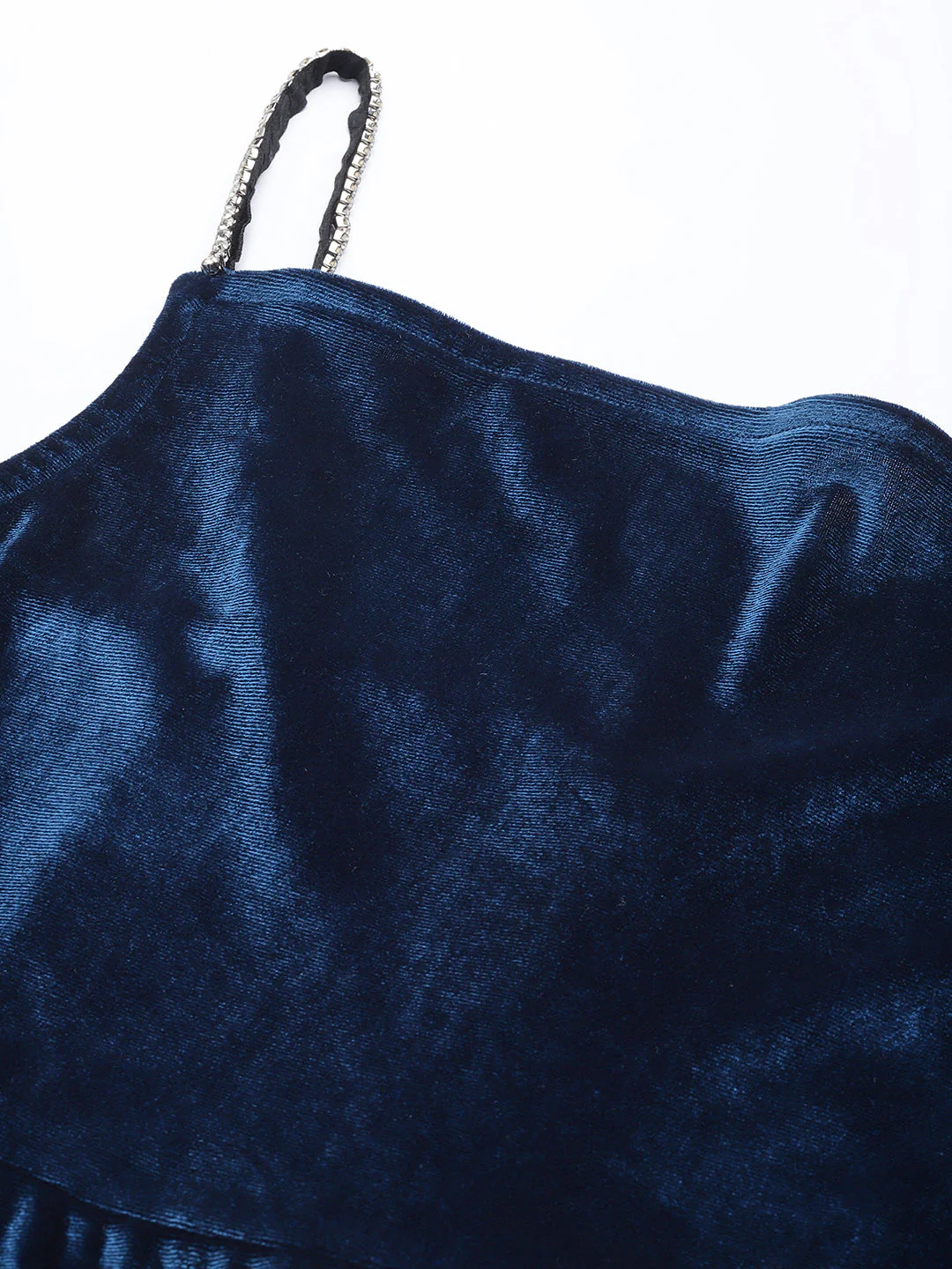 Women Blue Velvet Cowl Neck Bodycon Dress - Image 2