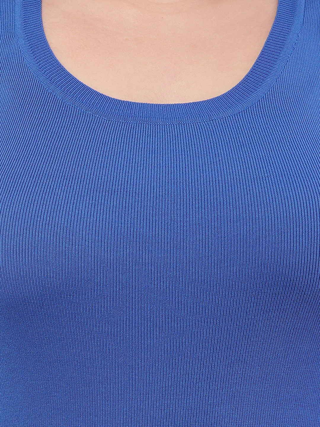 Women Blue Viscose Sleeveless Round Neck Top - Image 5