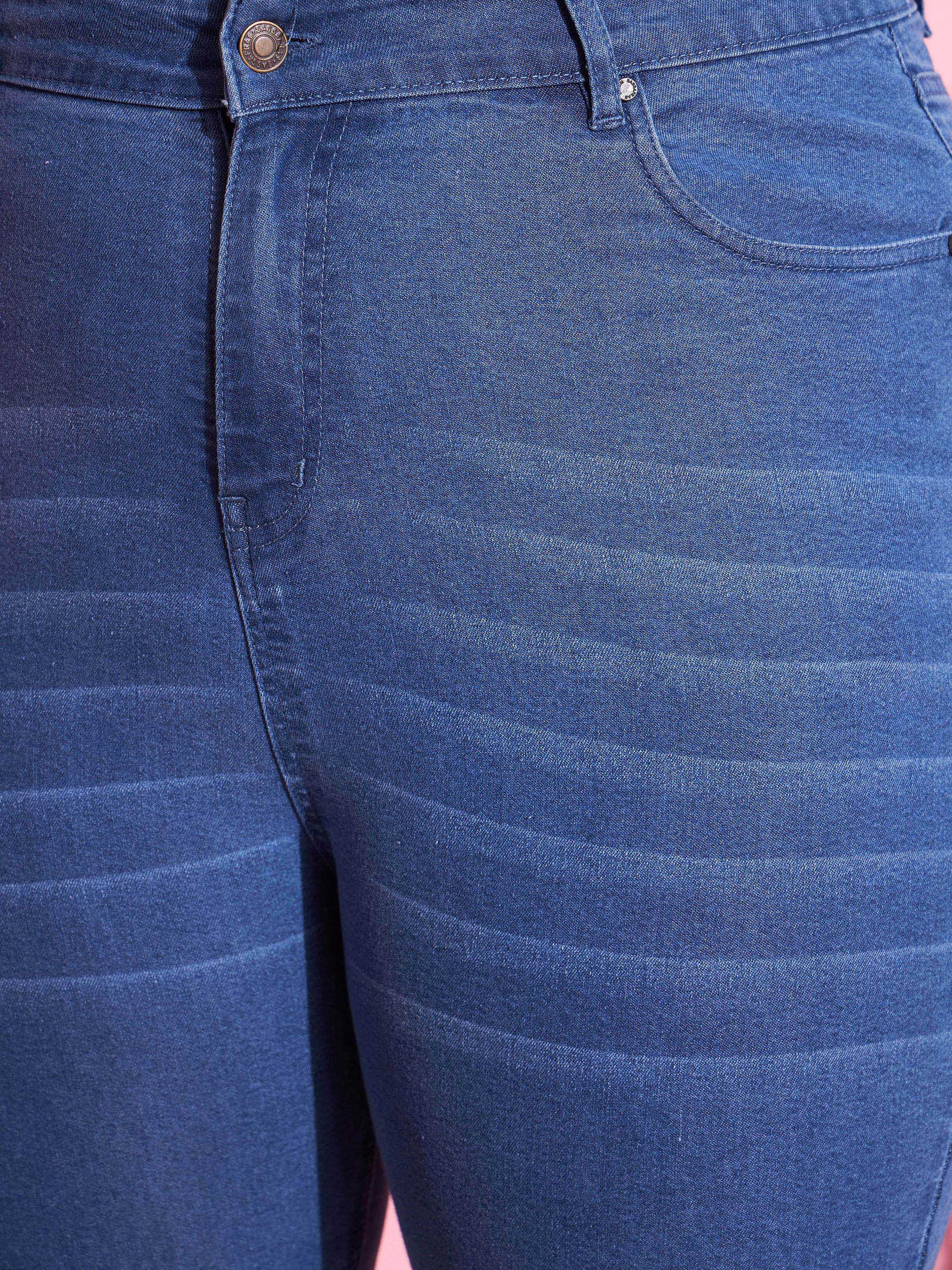 Women Blue Wash Denim Boot Cut Jeans - Image 4