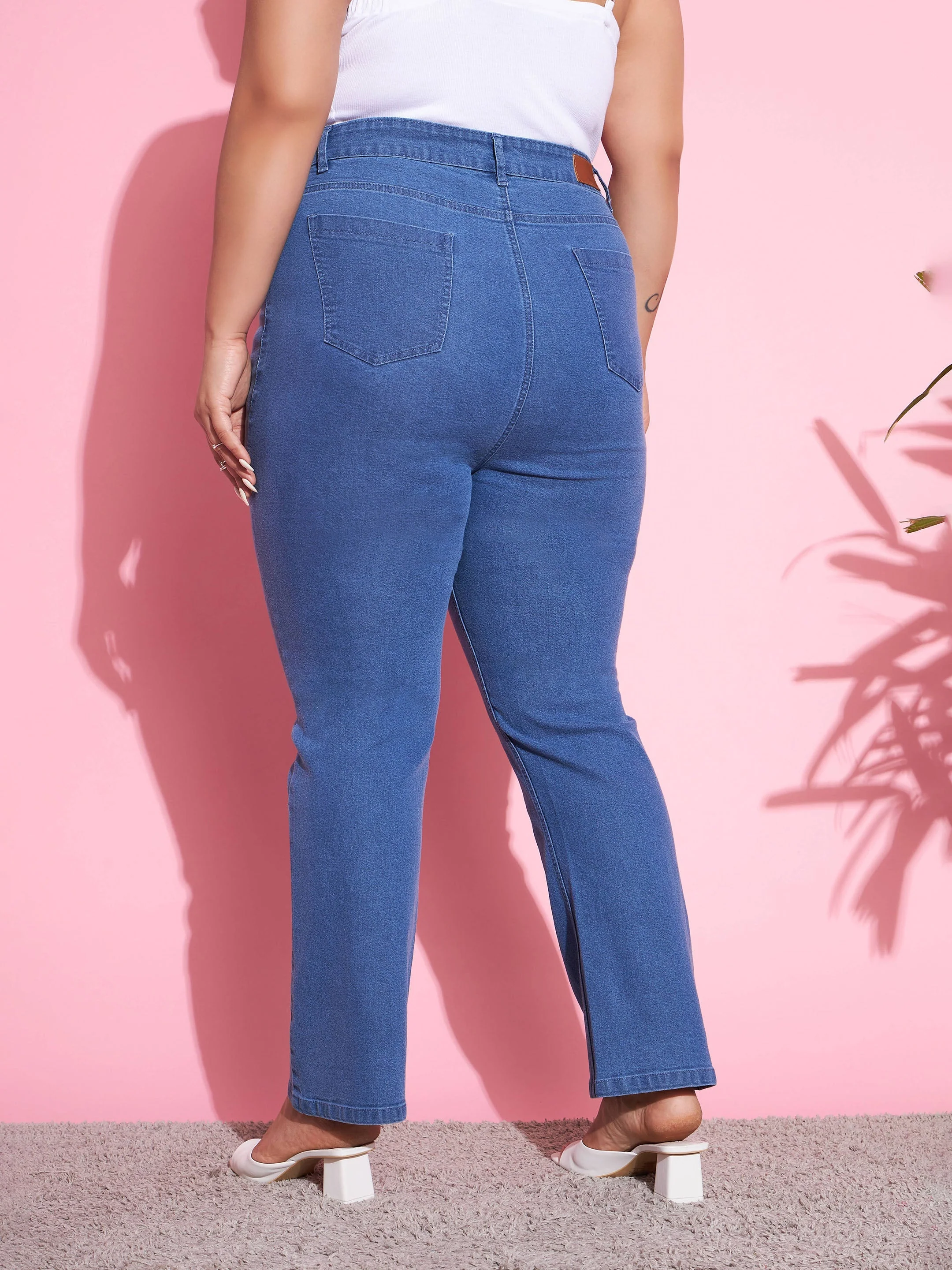 Women Blue Wash Denim Boot Cut Jeans - Image 5