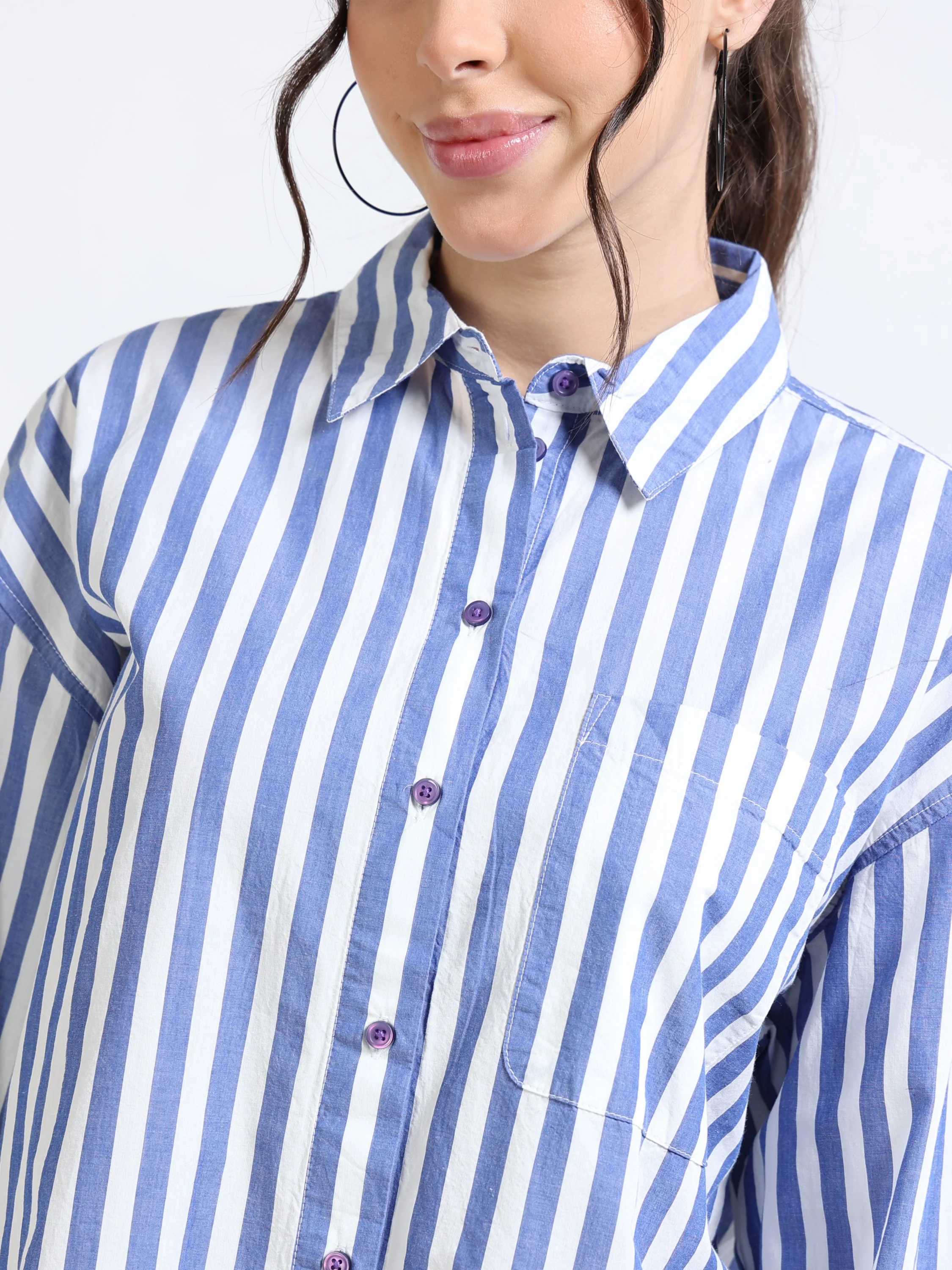 Women Blue Oversized Shirt - Image 2