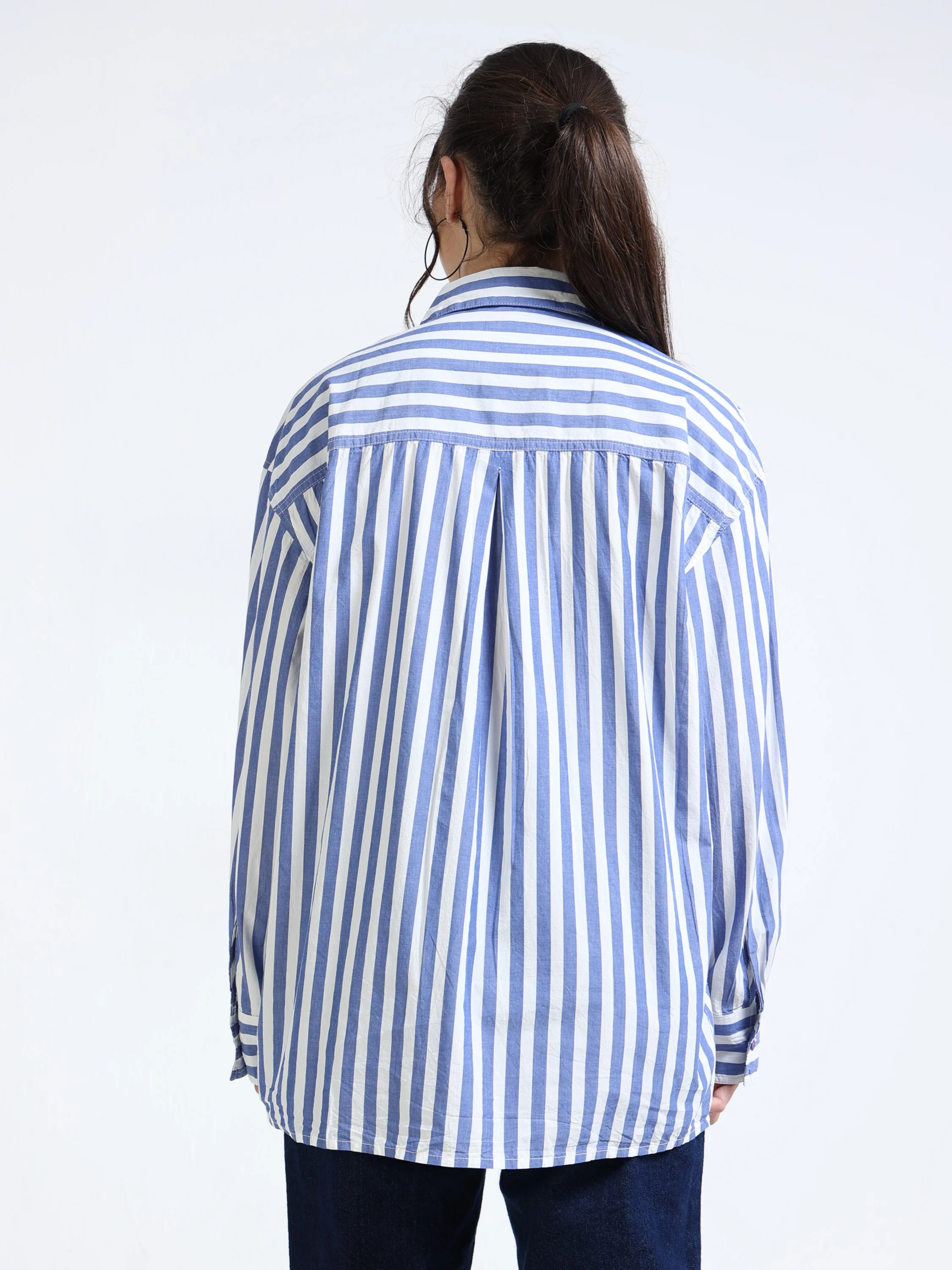 Women Blue Oversized Shirt - Image 3