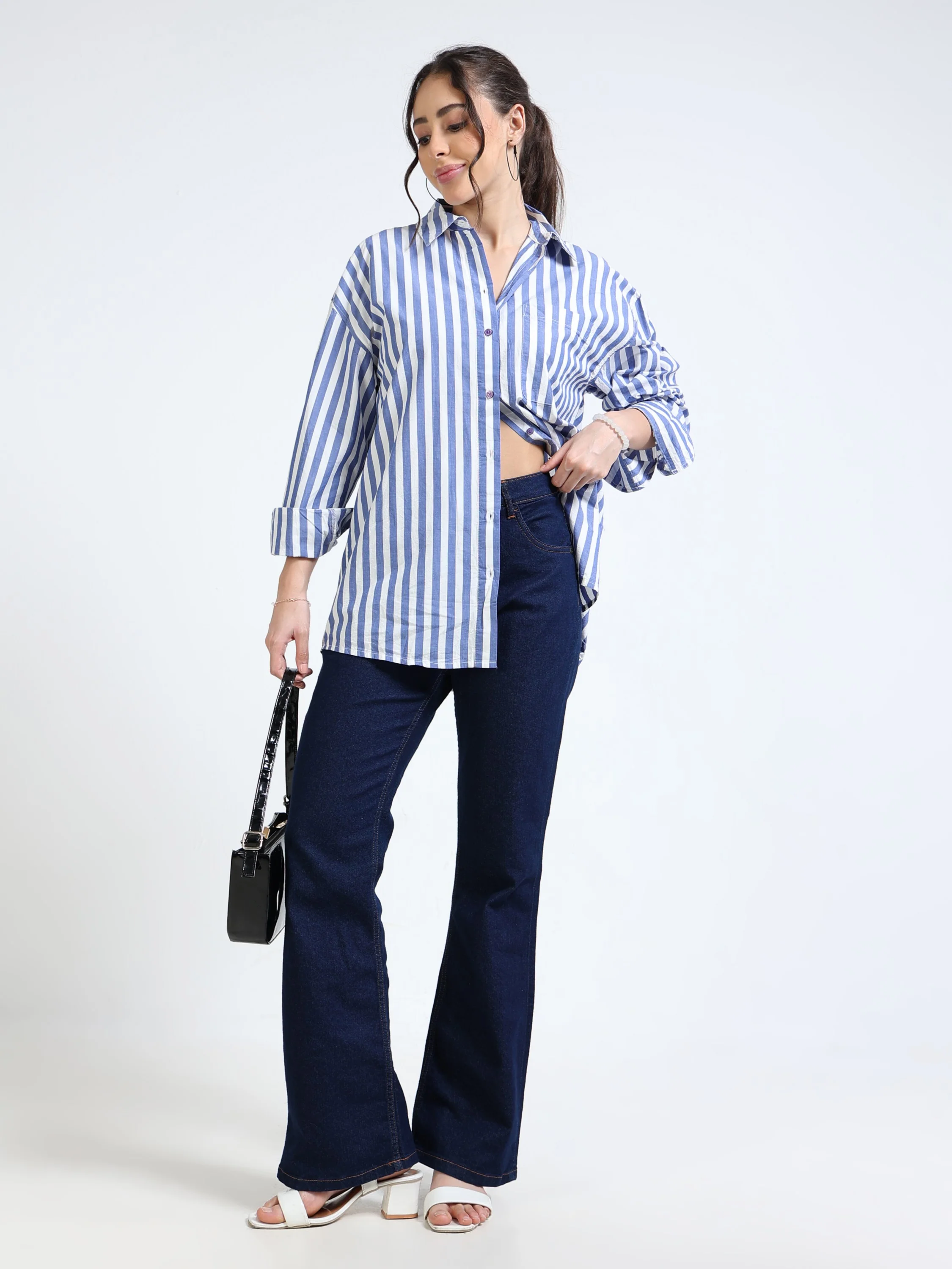 Women Blue Oversized Shirt - Image 4