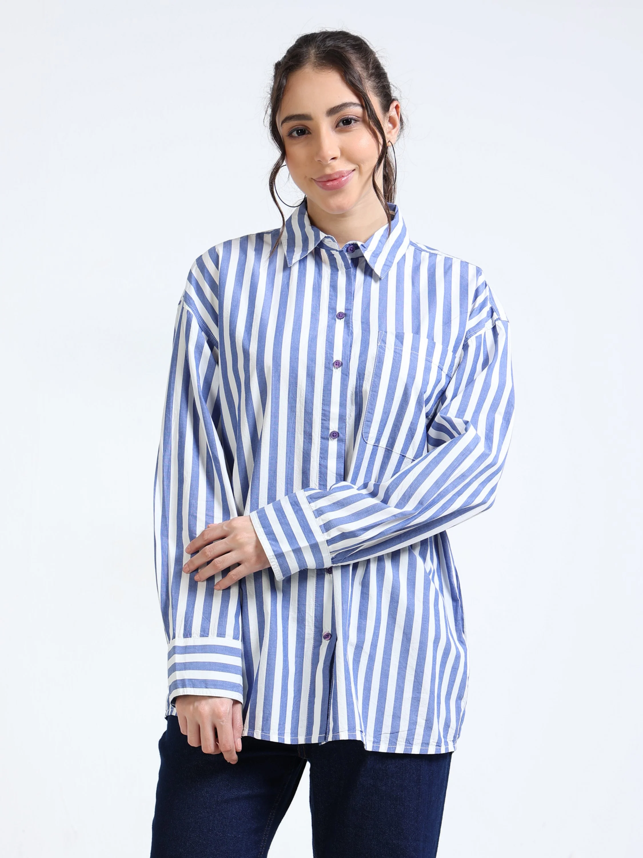 Women Blue Oversized Shirt - Image 5