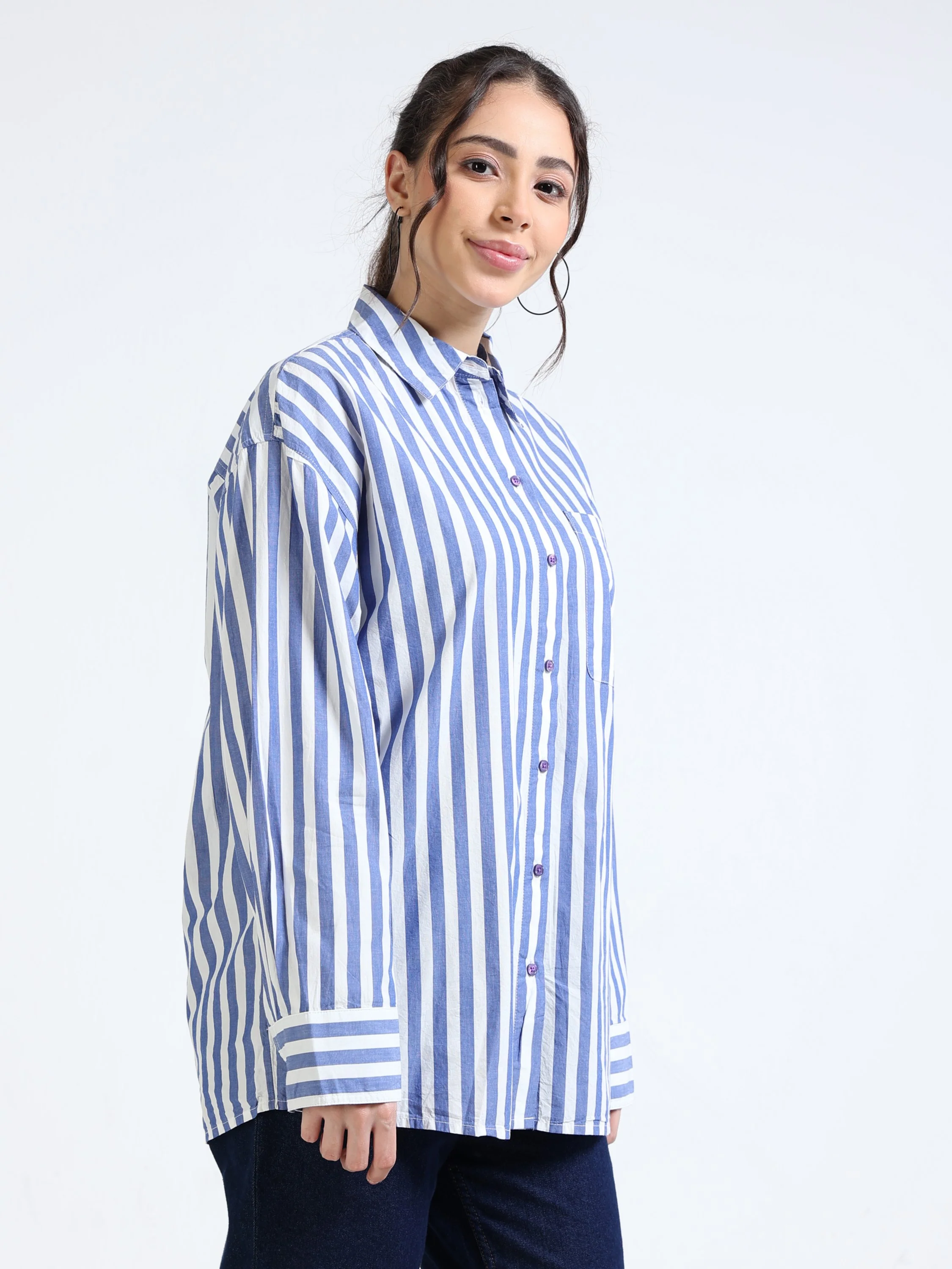 Women Blue Oversized Shirt - Image 6