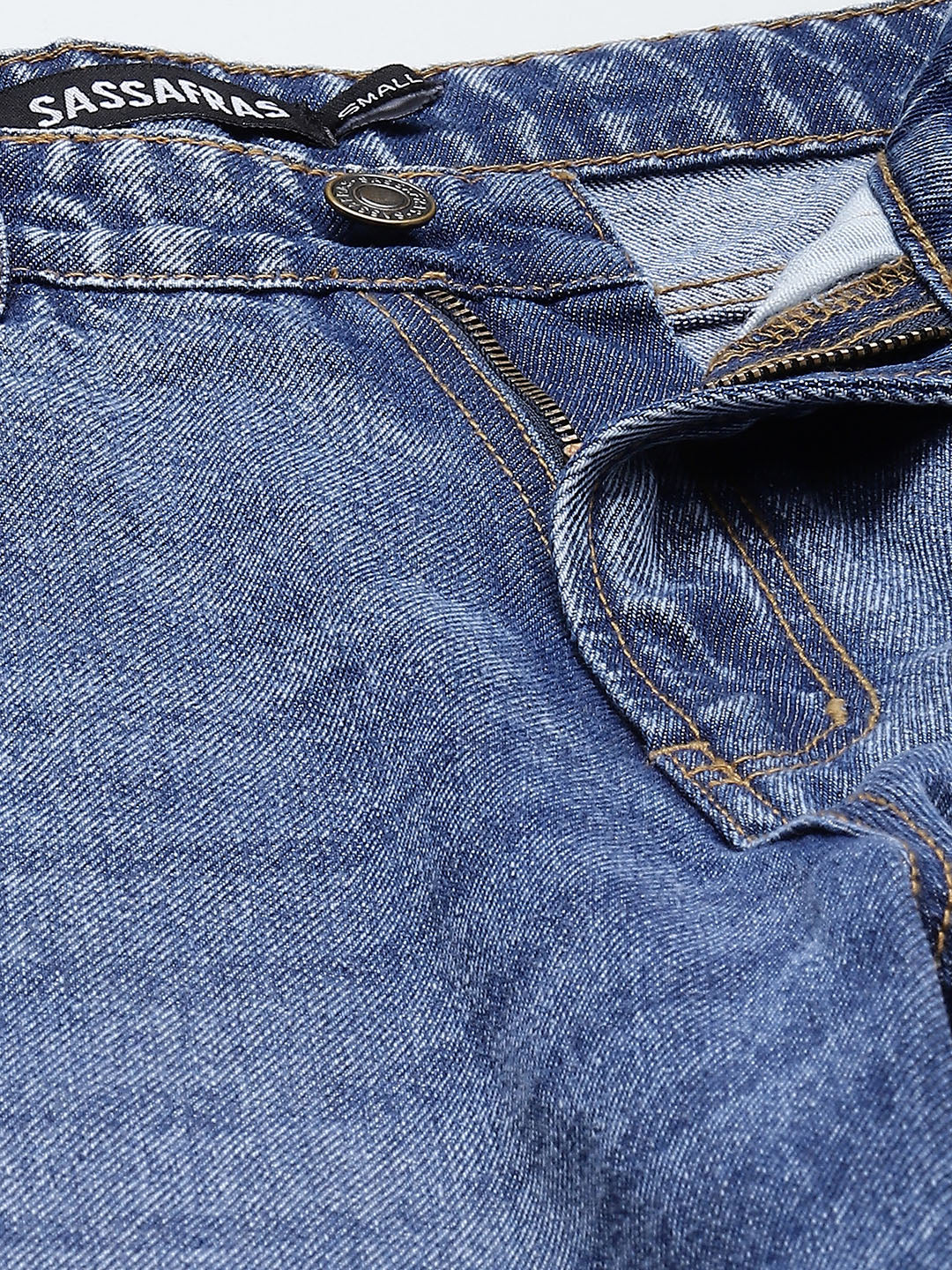 Women Blue Wide Leg Distressed Slit Jeans - Image 5