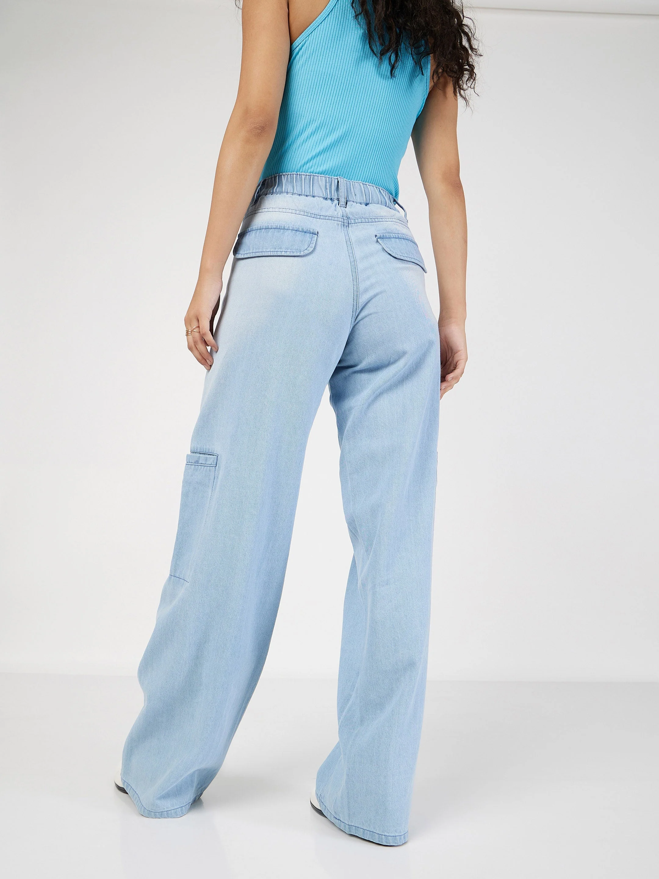 Women Blue Wide Leg Jeans - Image 5