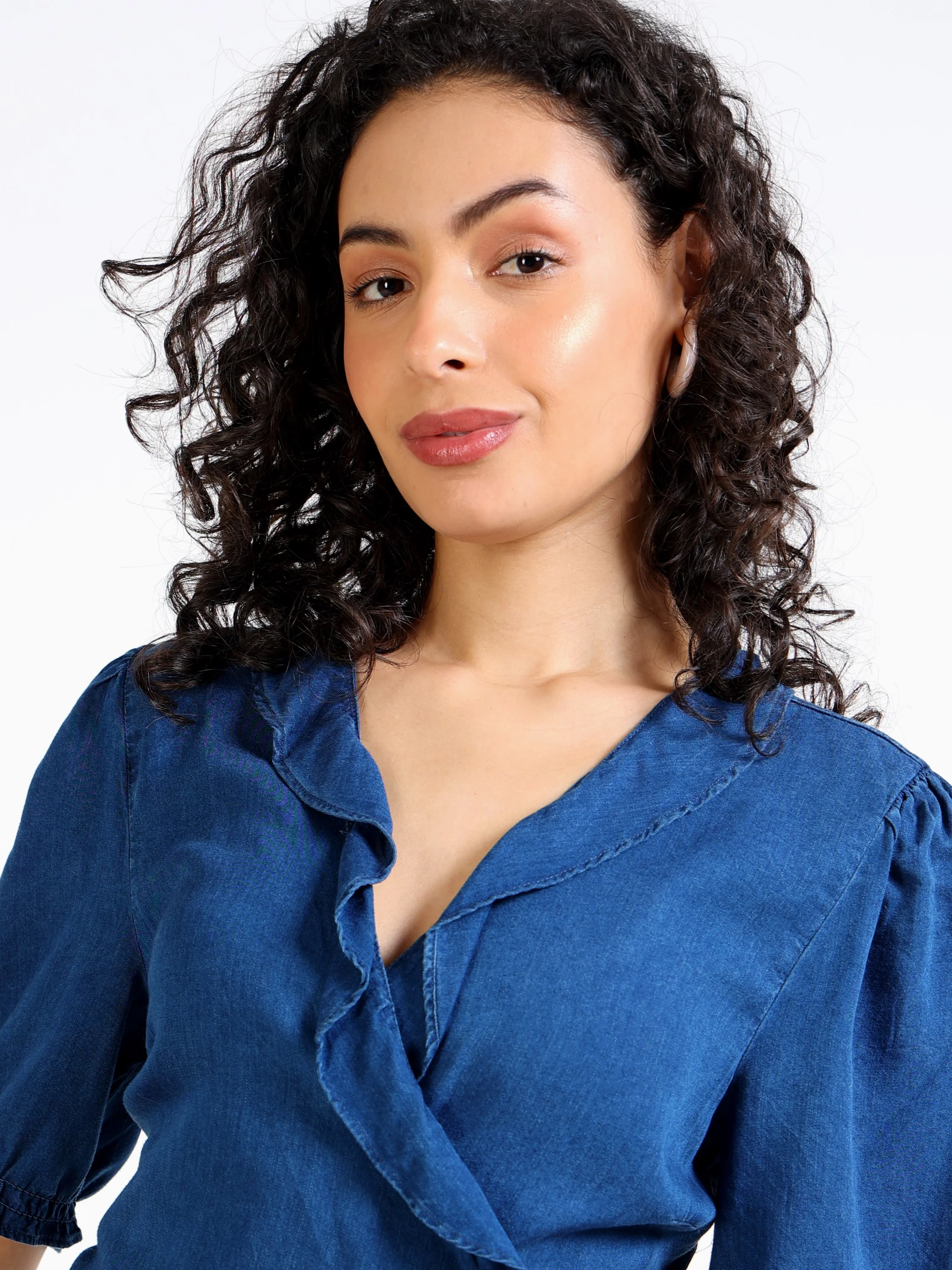 Women Blue Wrap Around Top - Image 7