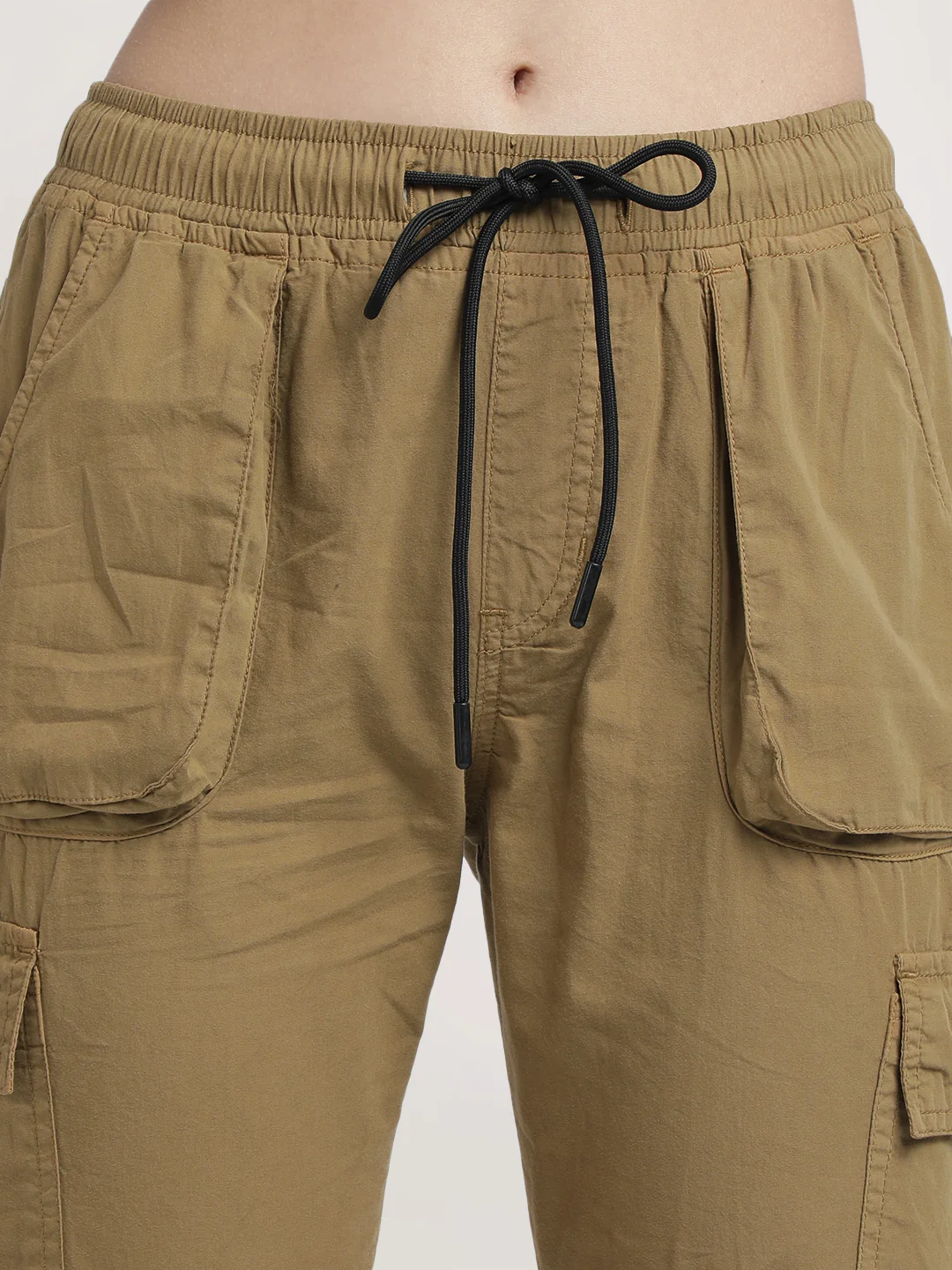 Women Bronze-Toned Cargo Joggers Trousers - Image 5
