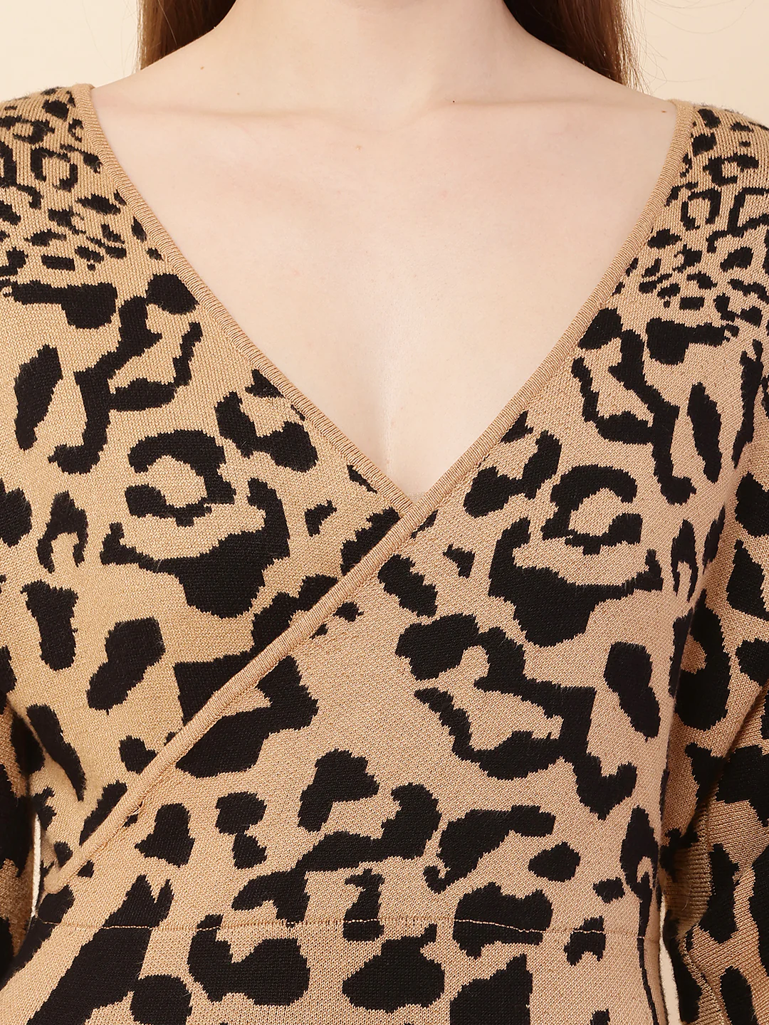 Women Brown Animal Print Bodycon Dress - Image 5