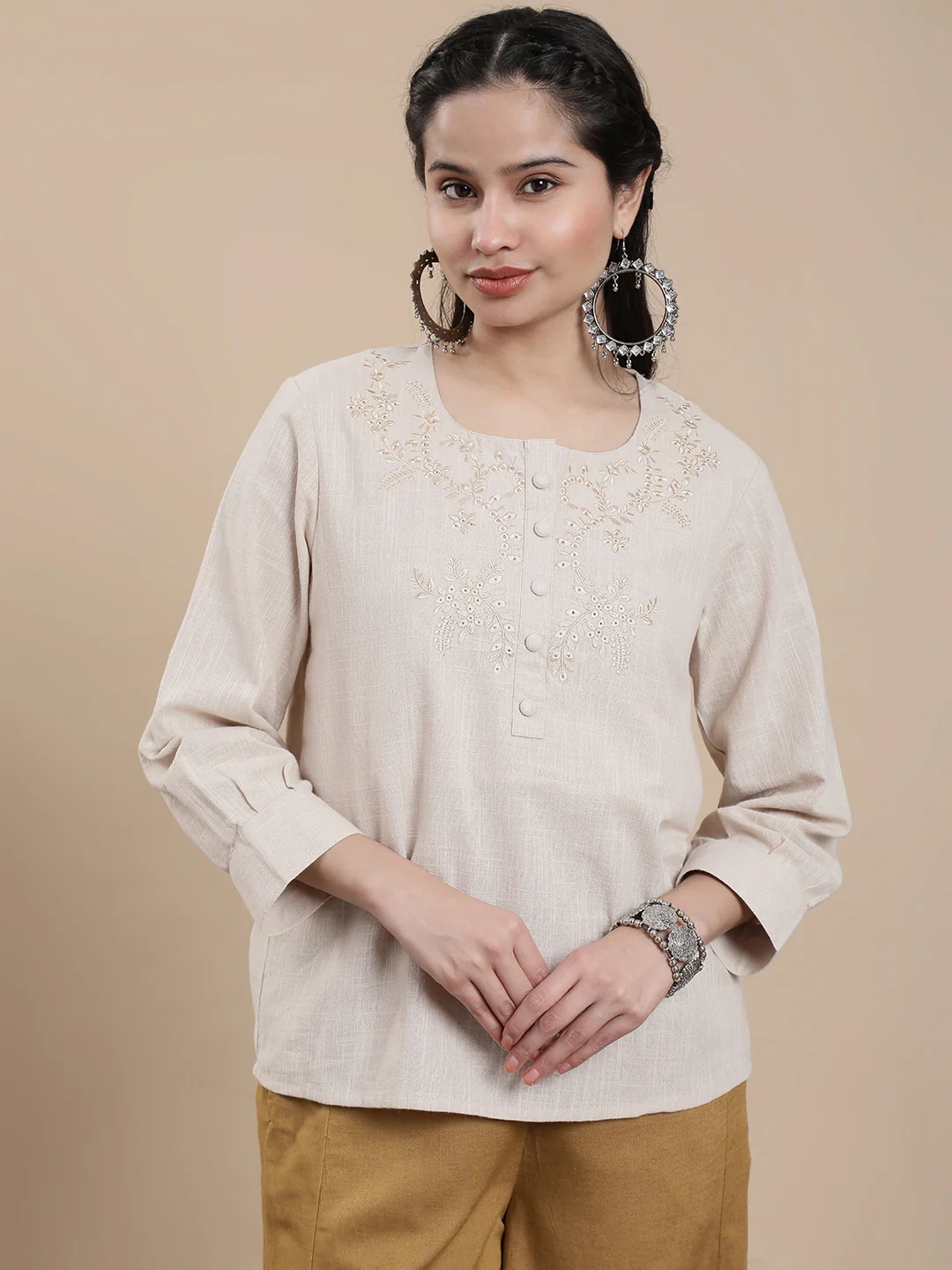 Women Brown Casual Top - Image 3