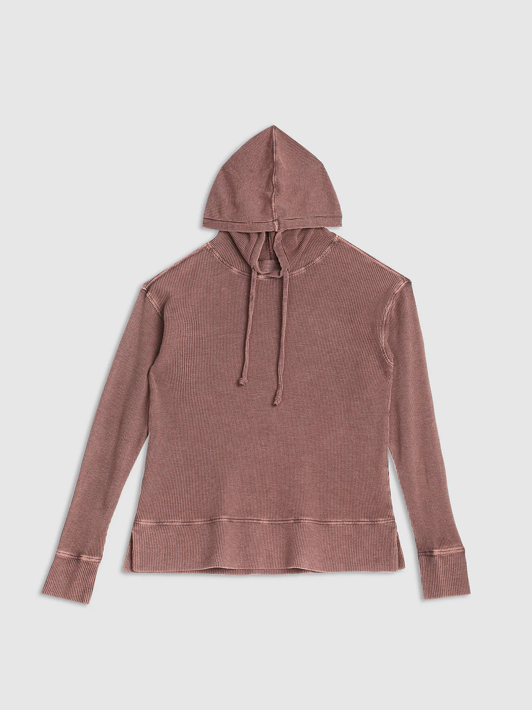 Women Brown Ribbed Textured Hoodie - Image 7