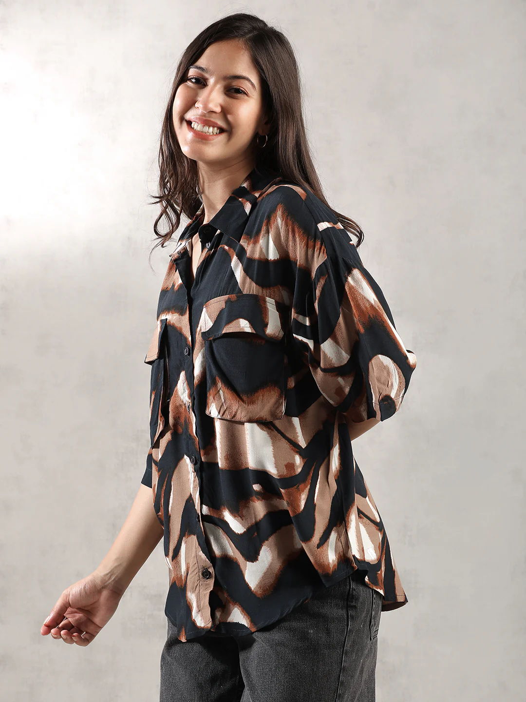 Women Brown Comfort Fit Shirt - Image 3