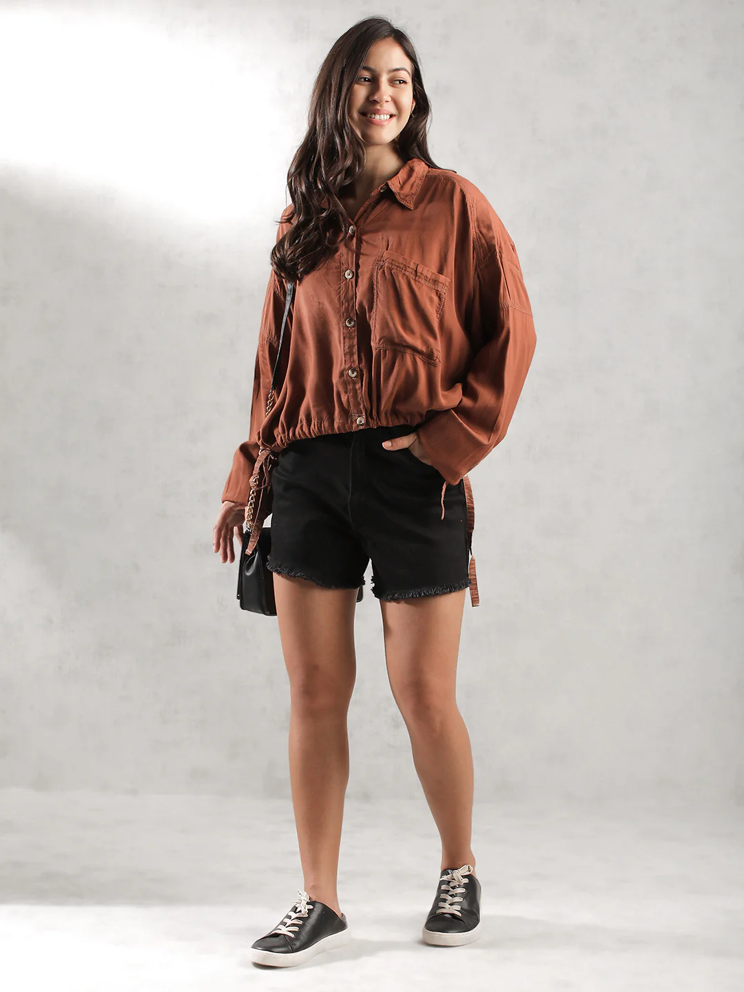 Women Brown Super Cool Oversize Top - Image 2