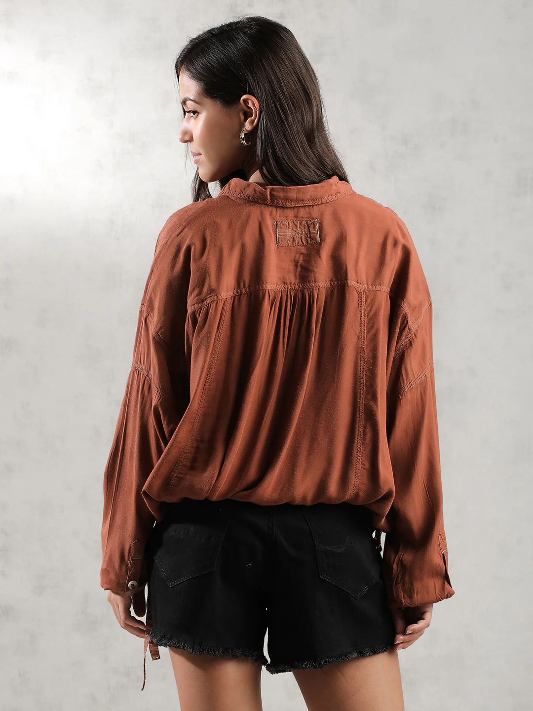 Women Brown Super Cool Oversize Top - Image 5