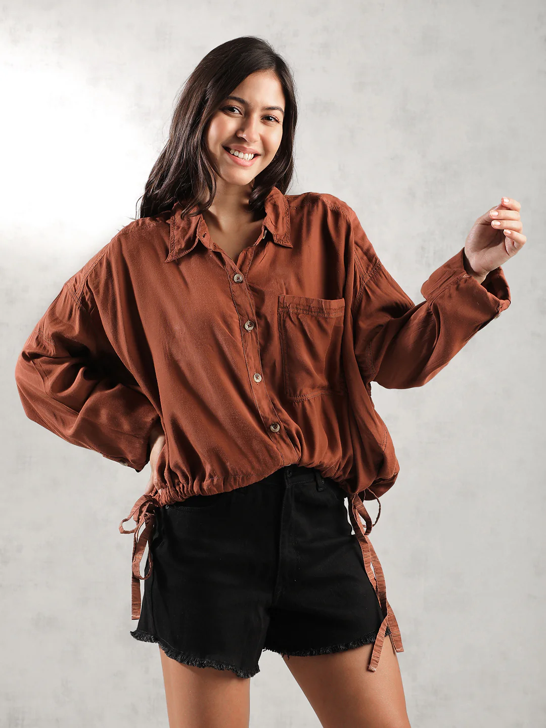 Women Brown Super Cool Oversize Top - Image 6