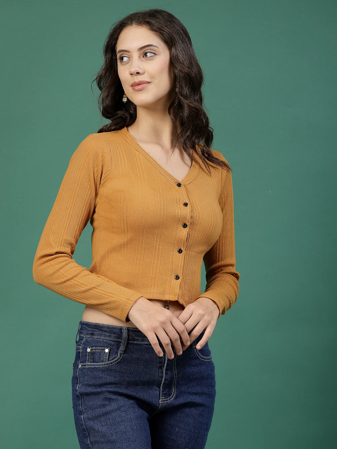 Women Brown Crop Top - Image 5