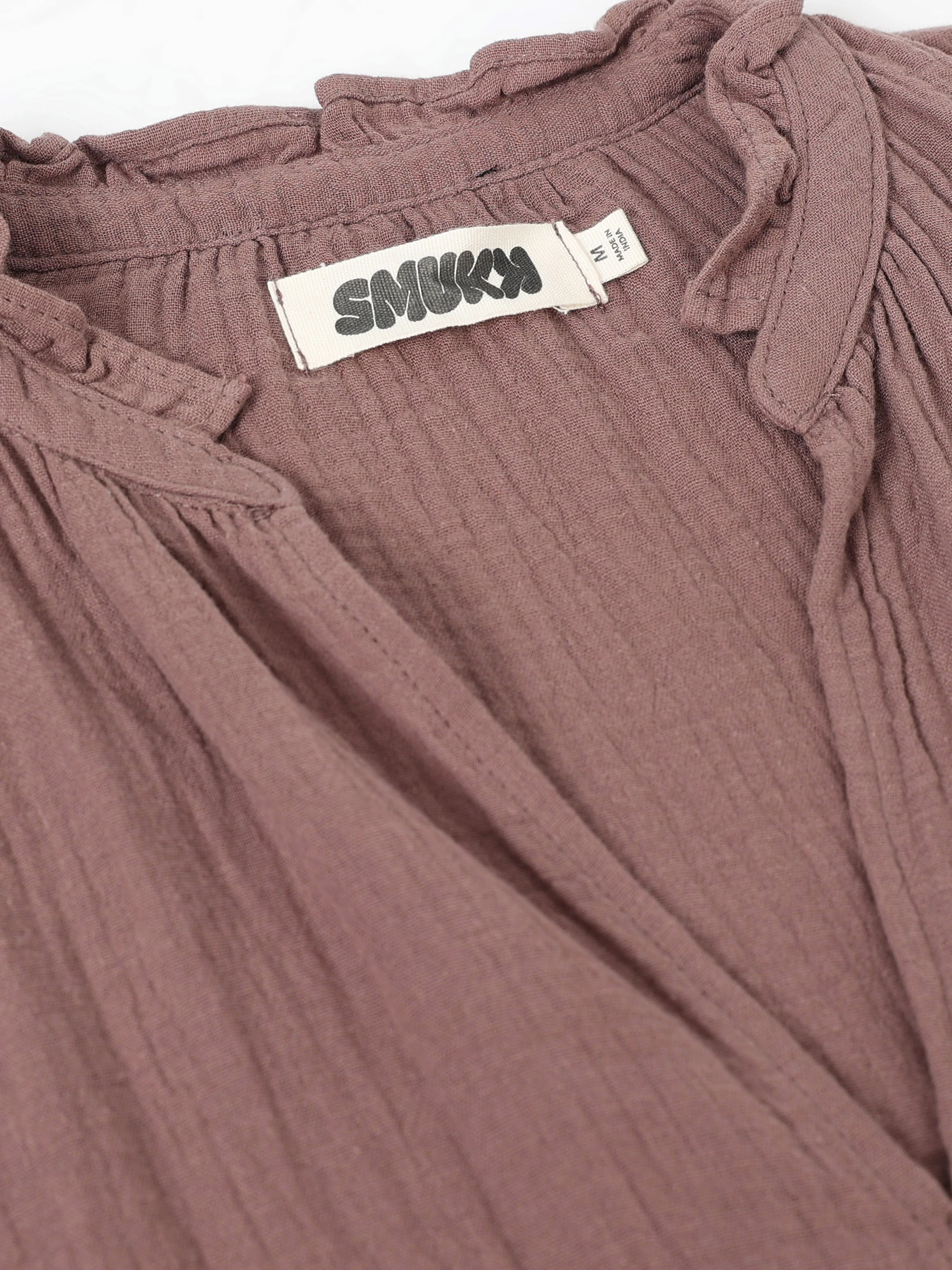 Women Brown Double Gauze Relaxed Dress - Image 7
