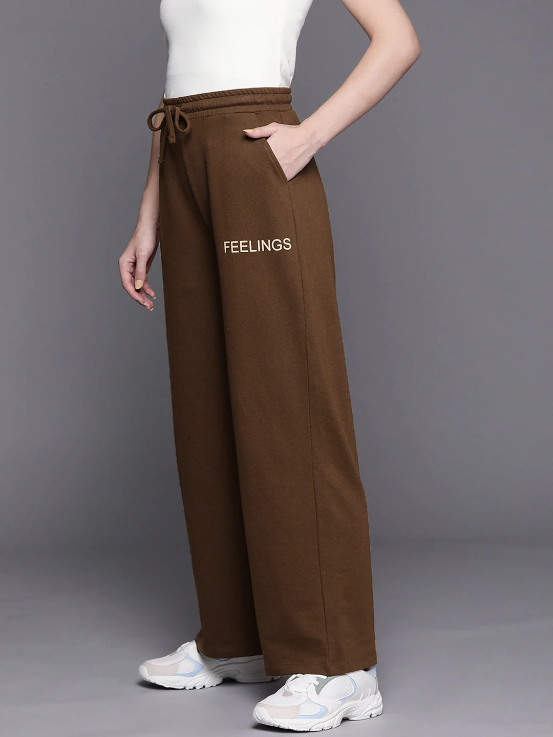 Women Brown FEELING Track Pants - Image 2