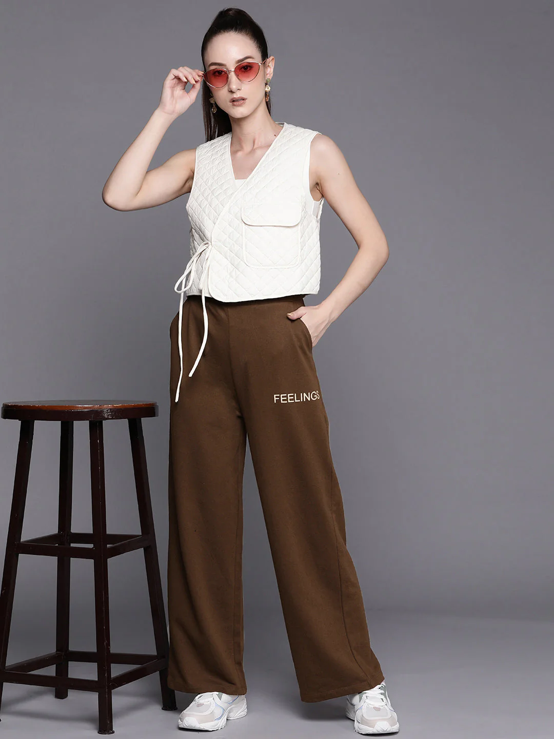 Women Brown FEELING Track Pants - Image 4