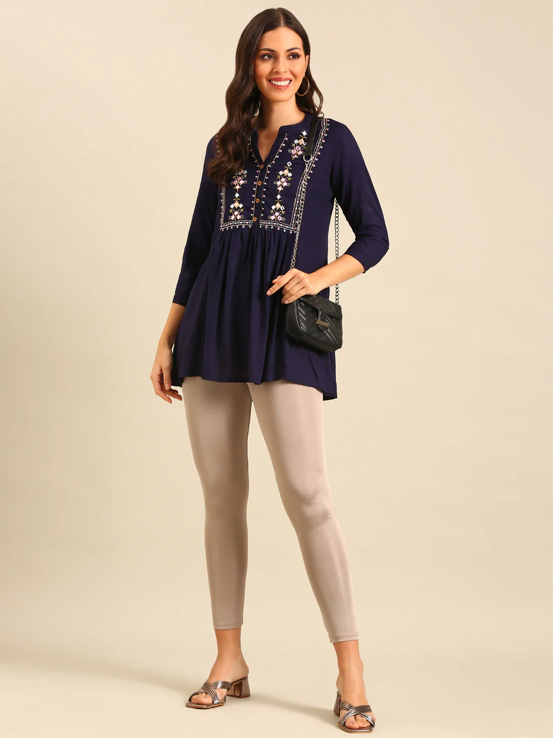 Women Brown Festive Leggings - Image 5