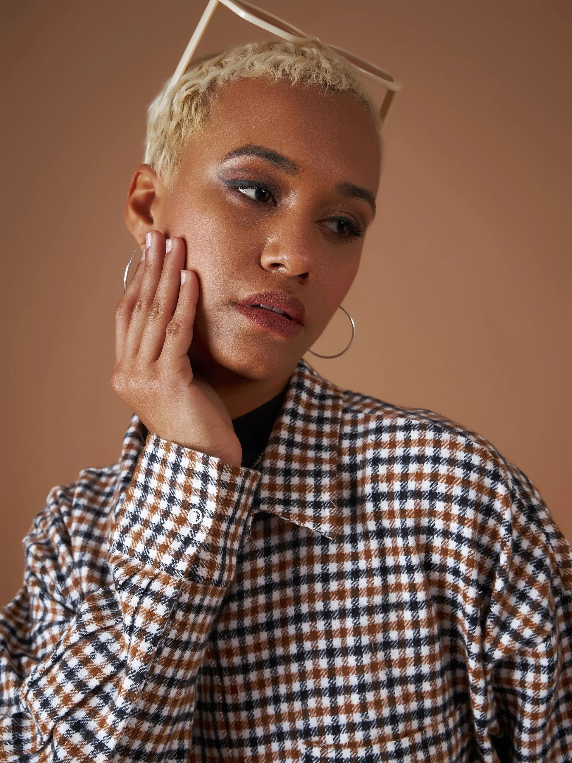 Women Brown Flannel Check Oversized Shirt - Image 4