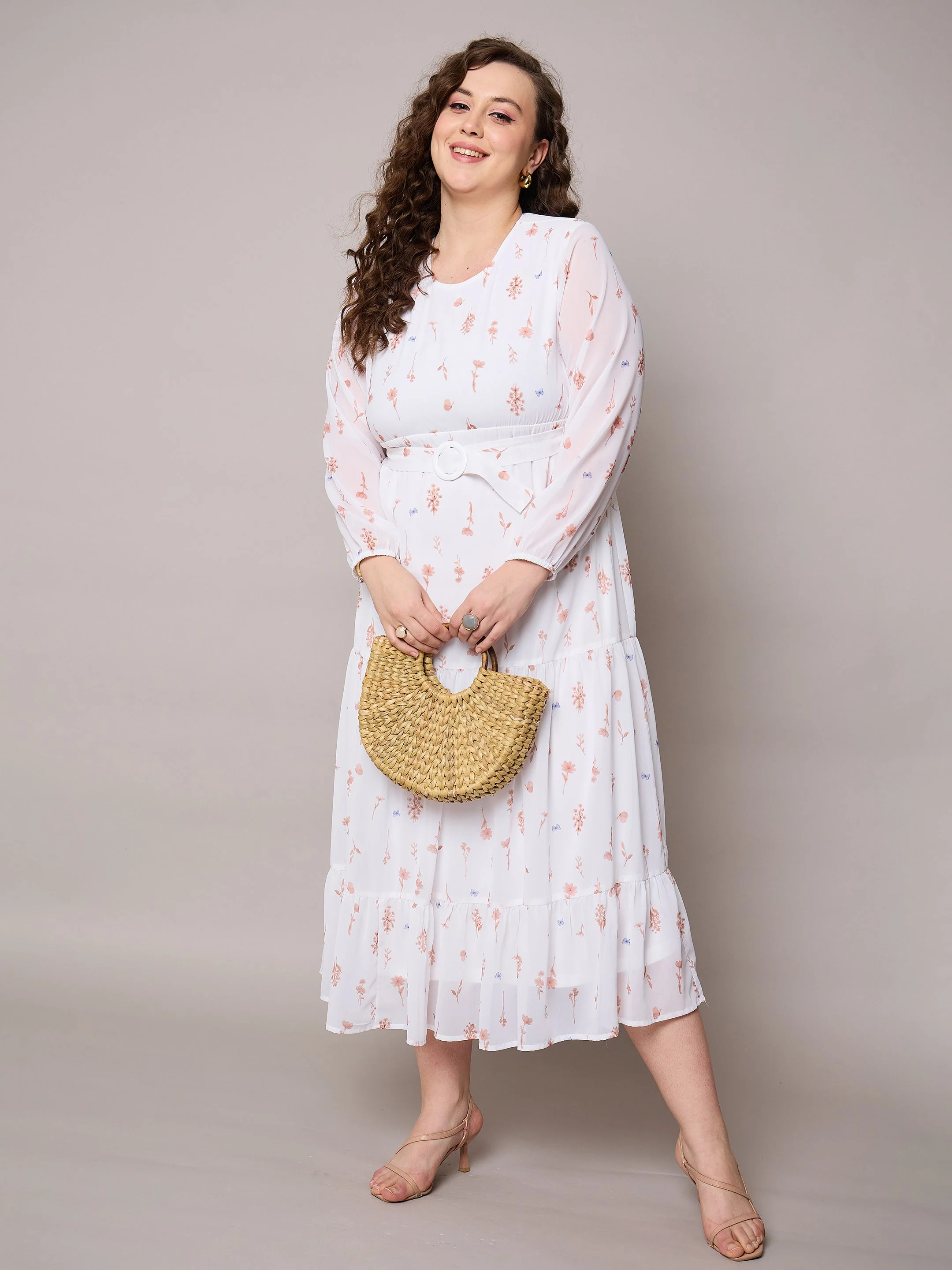 Women Brown Floral Tiered Maxi Dress - Image 2