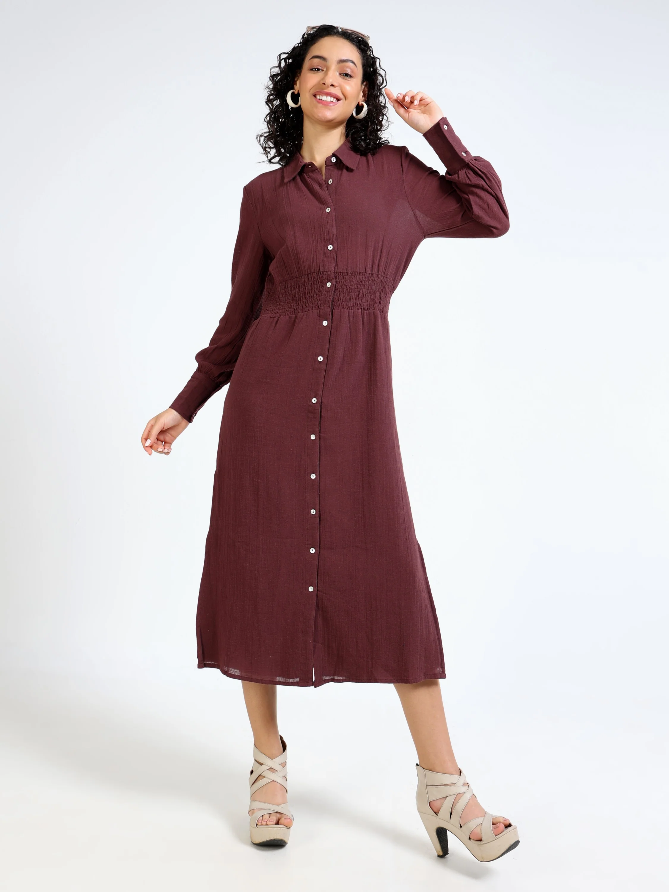 Women Button Down Maxi Dress - Image 5