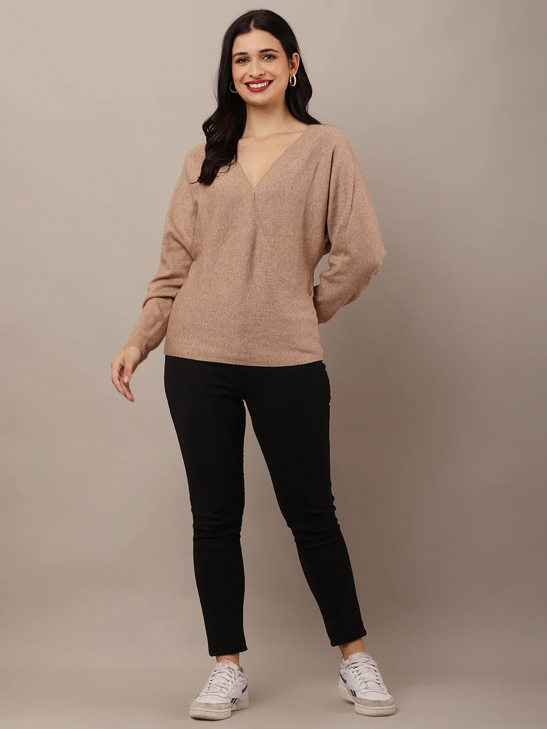 Women Brown Full Sleeve Sweater - Image 3