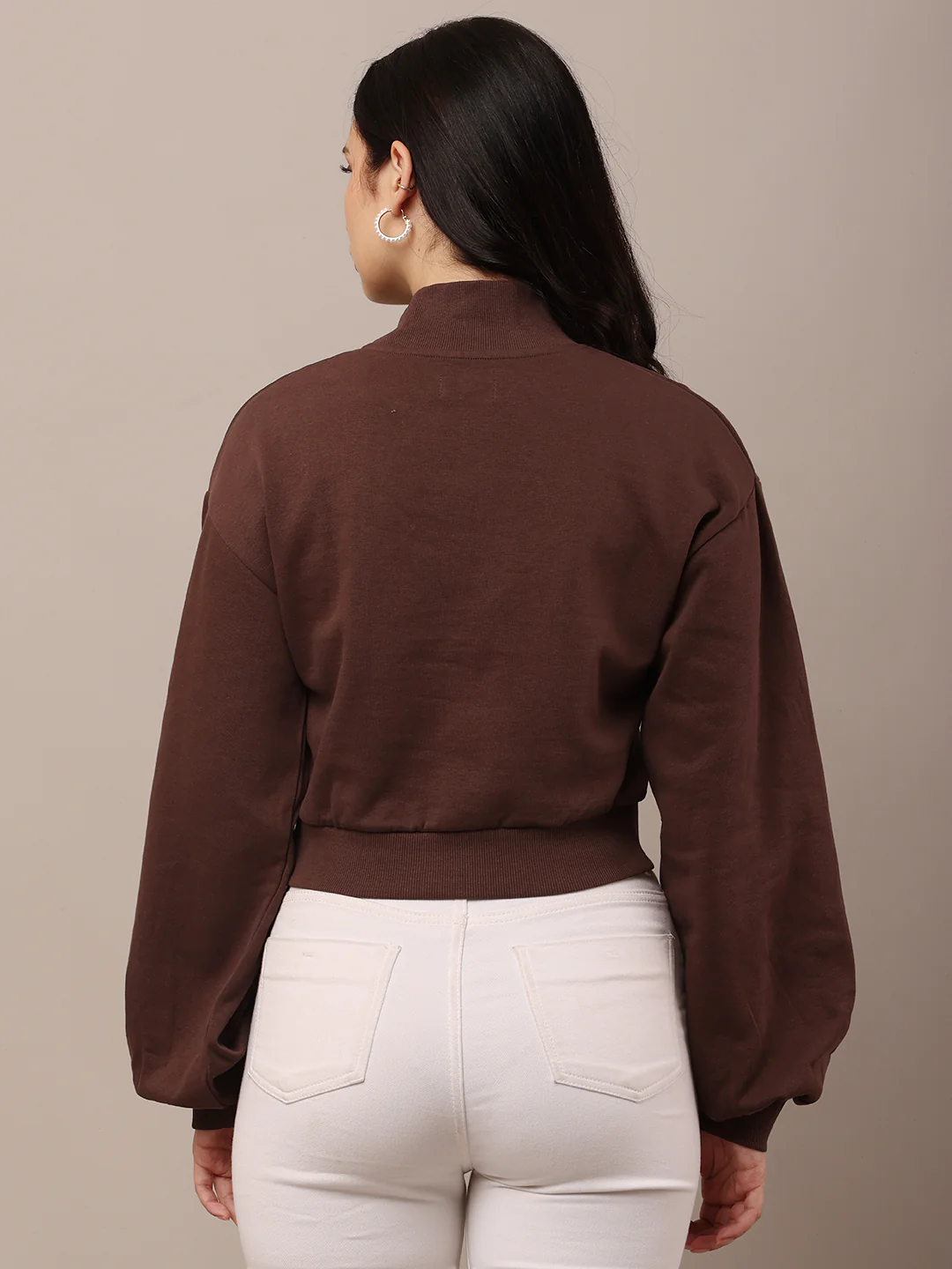 Women Brown Full Sleeve Sweatshirt - Image 2