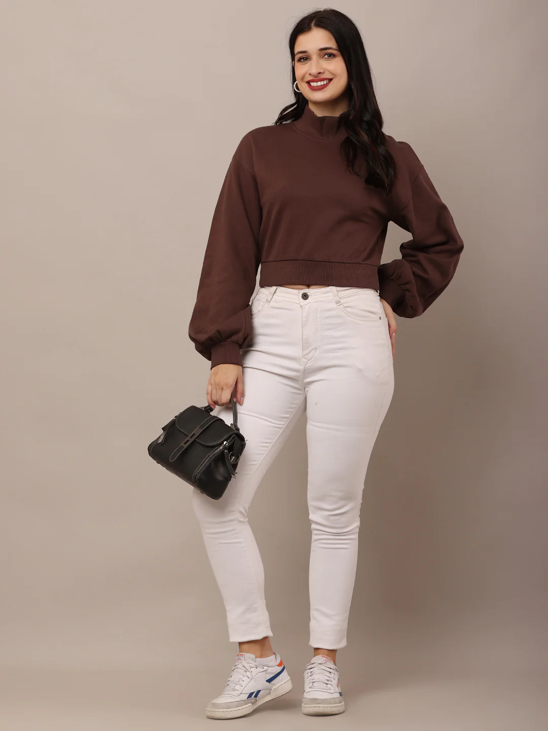 Women Brown Full Sleeve Sweatshirt - Image 5