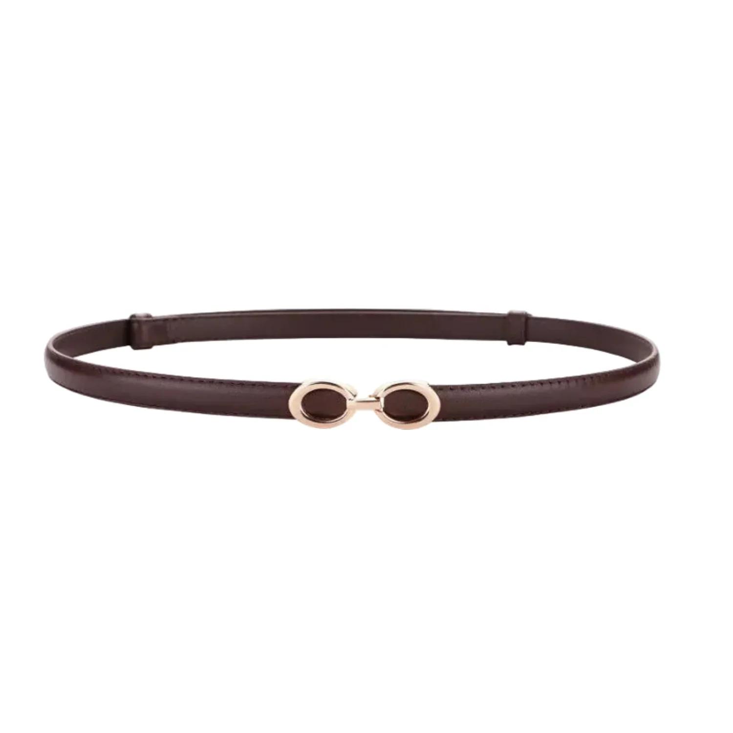 Women Brown Gold Infinity Buckle Belt