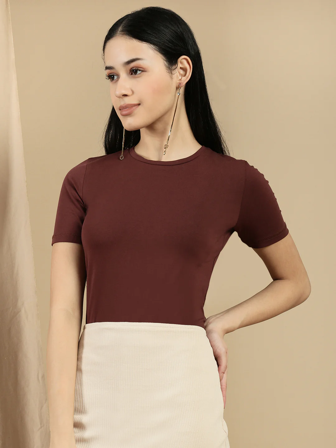 Women Brown Half Sleeve Top - Image 5