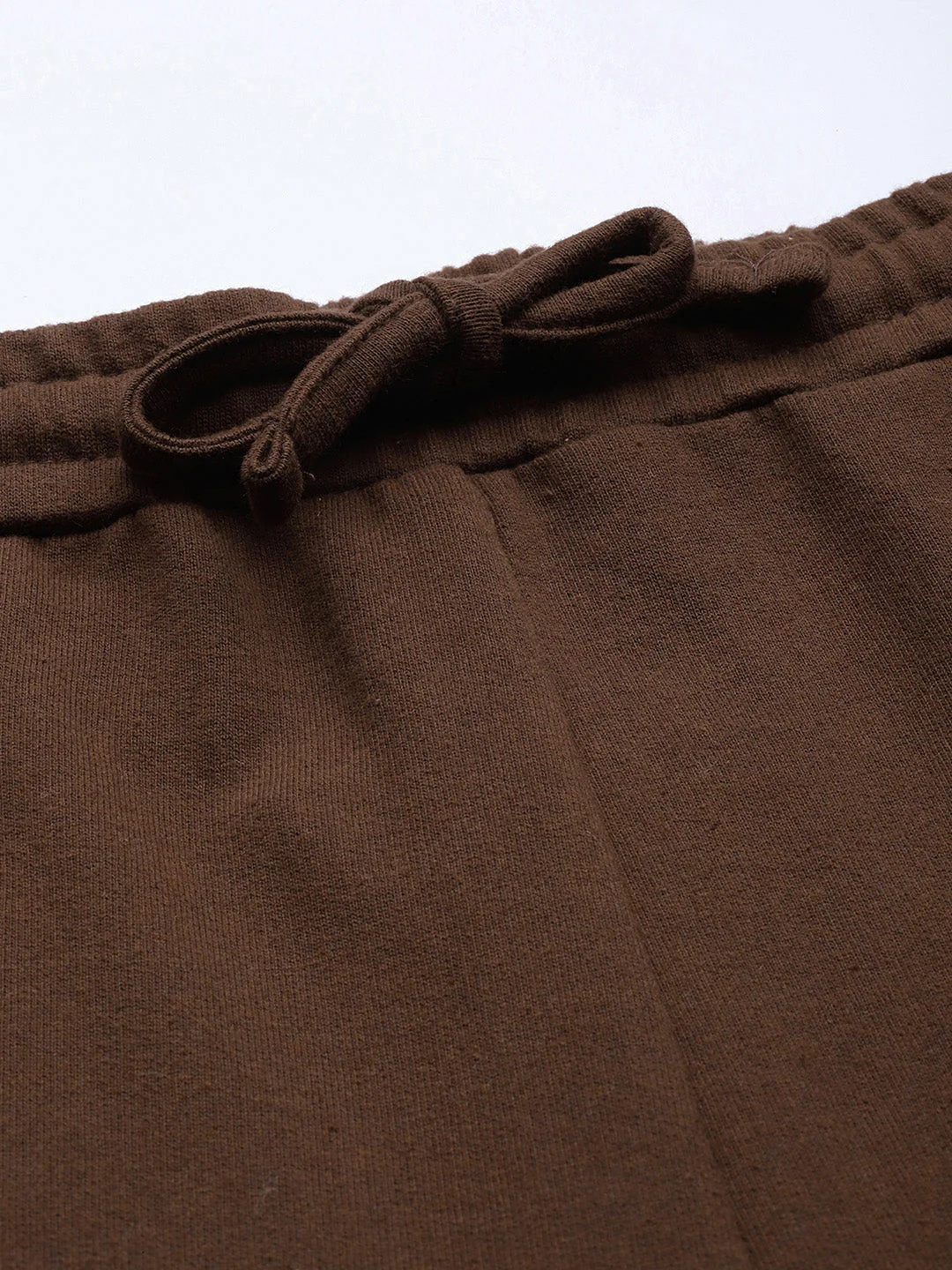Women Brown Line Art Crop Hoodie With Track Pants - Image 3