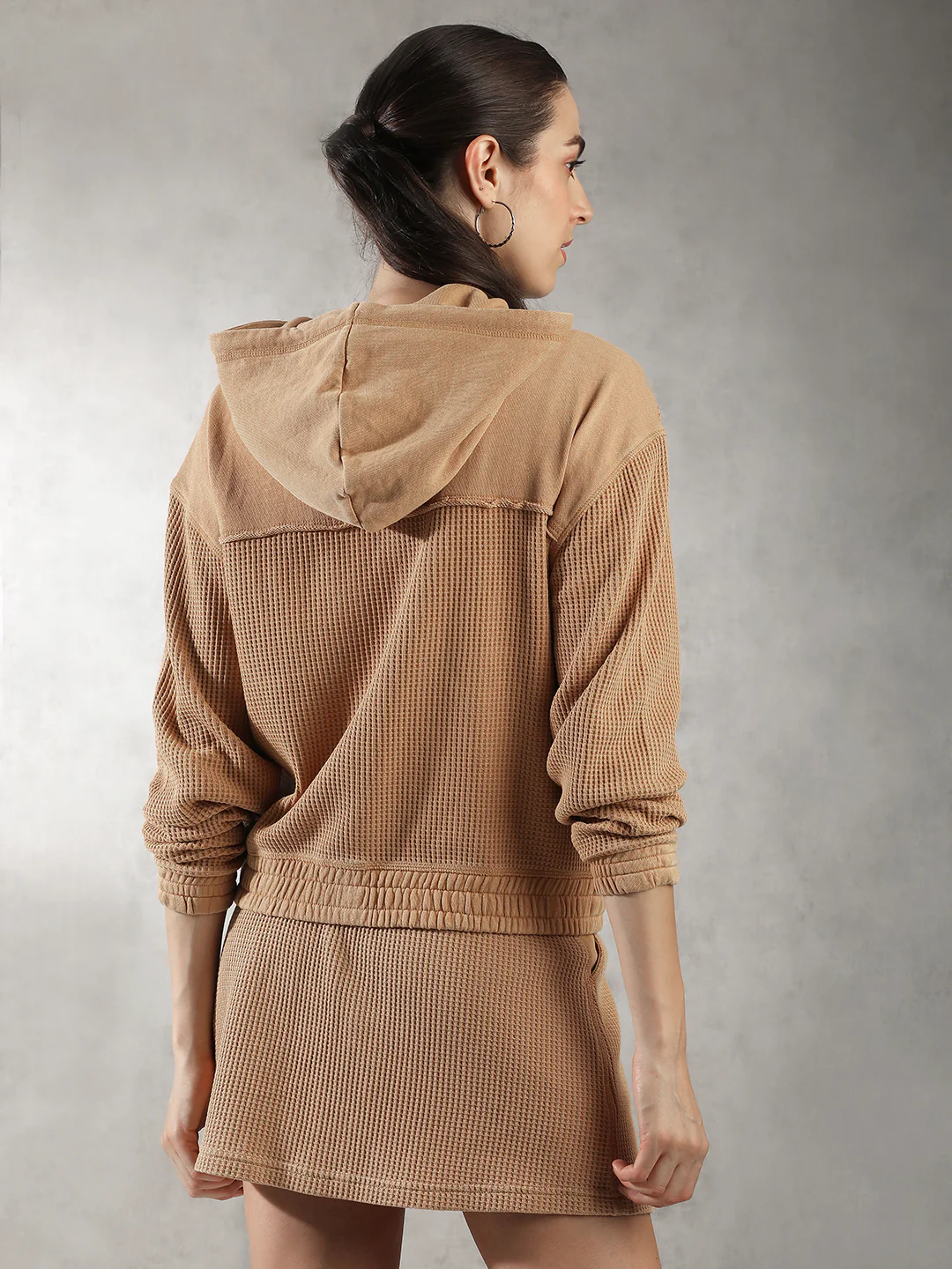 Women Brown Waffle Textured Jacket - Image 4