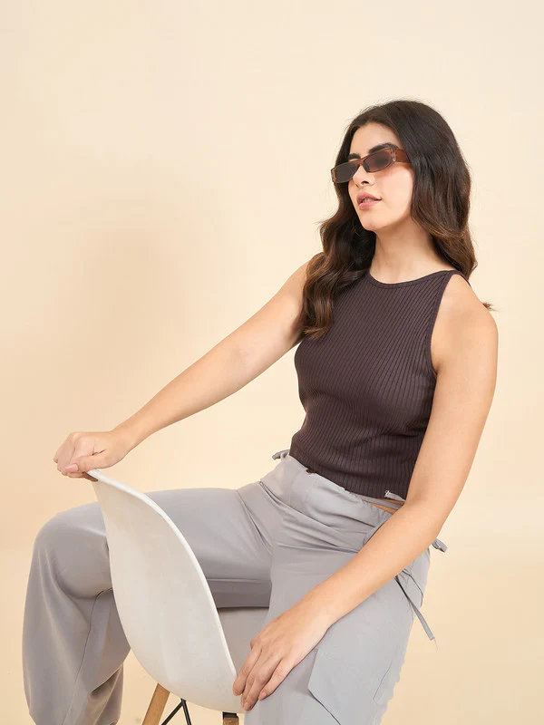 Women Brown Odor-Free Tank Top - Image 5