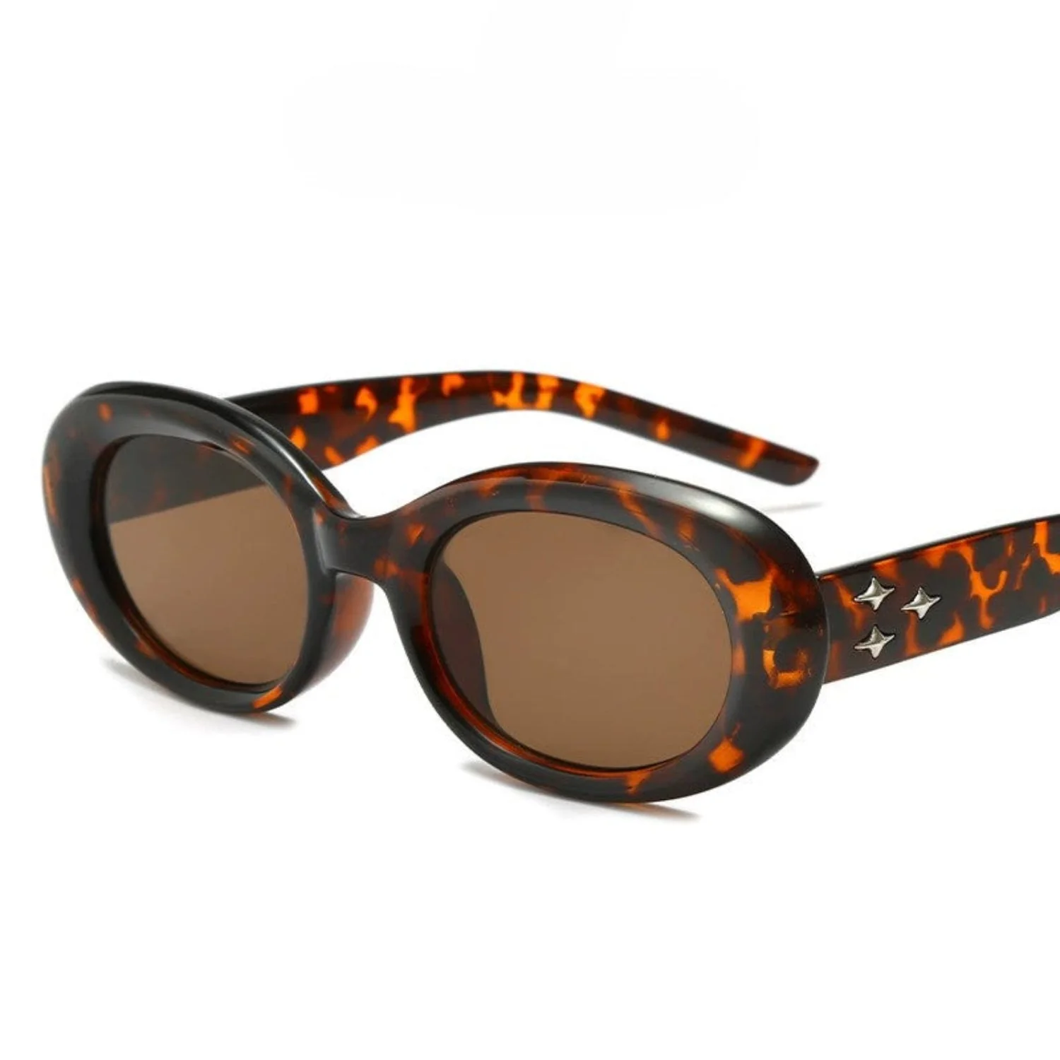 Women Brown Oval Lens Sunglasses - Image 3