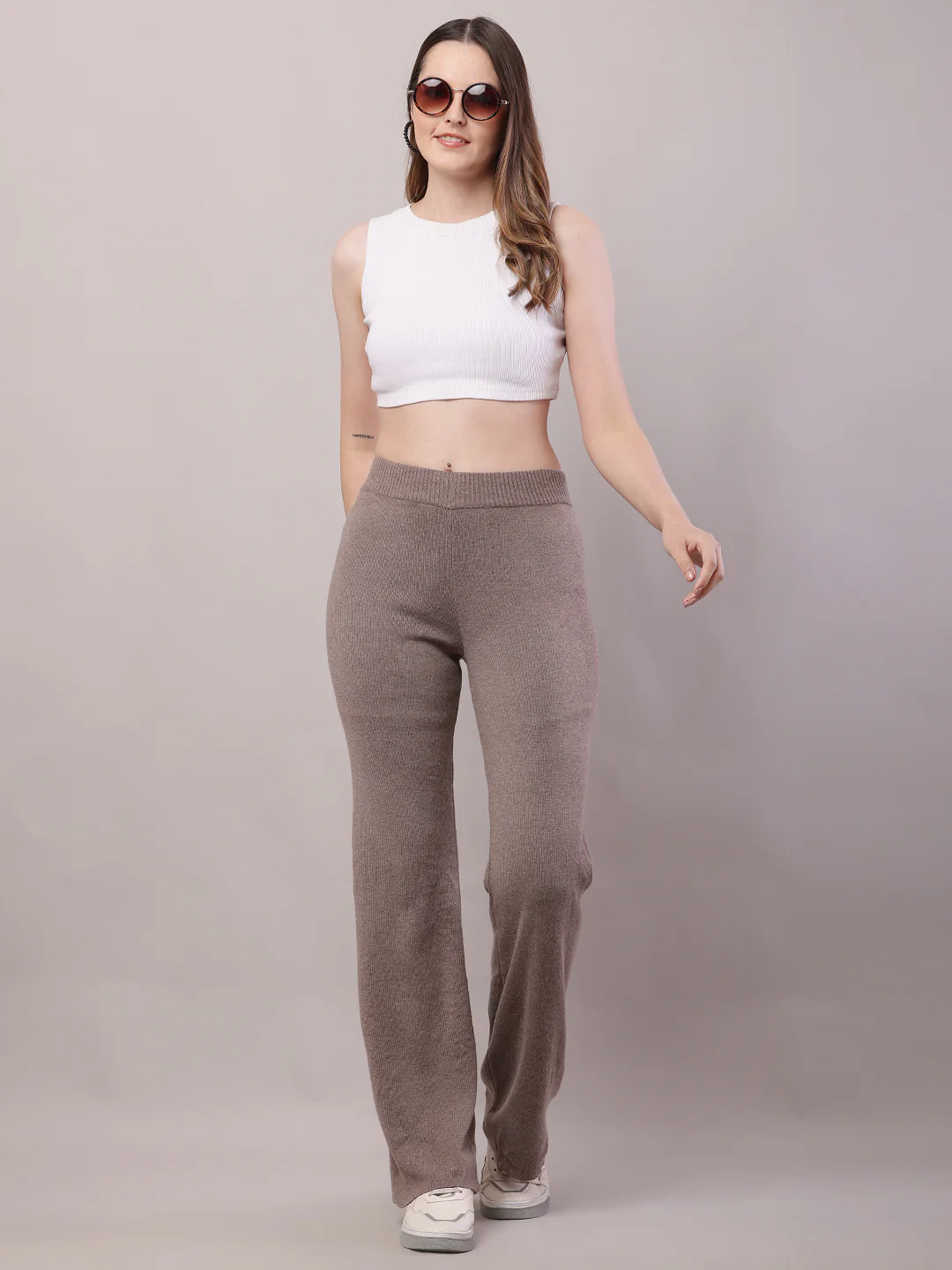 Women Brown Polyester Fleece Warm Trouser - Image 3